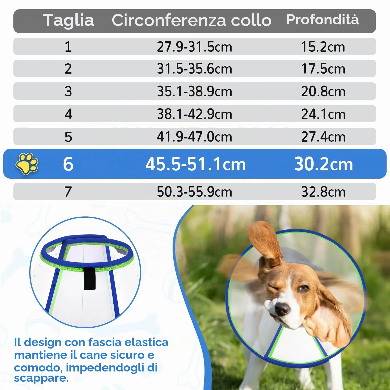 ICOYEA Collare Elisabettiano Morbido per Cani, Post-Operatorio, Anti-Leccamento e Anti-Morso, Blu, Size 6 - immagine 5
