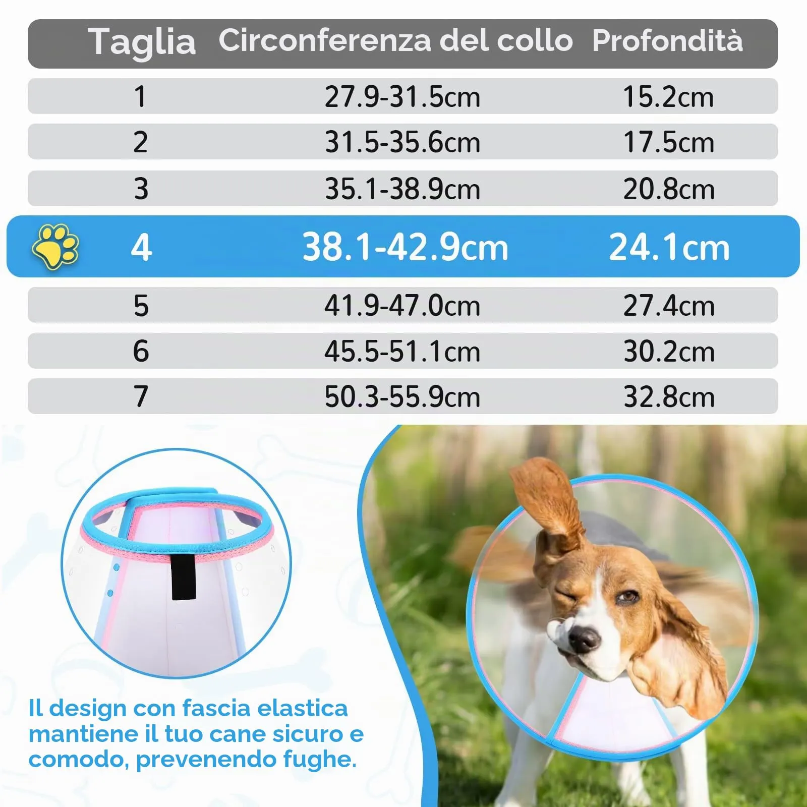 ICOYEA Collare Elisabettiano Morbido per Cani, Cono Post-Operatorio Regolabile, Anti-Leccamento e Anti-Morso, Rosa, Size 4 - immagine 5