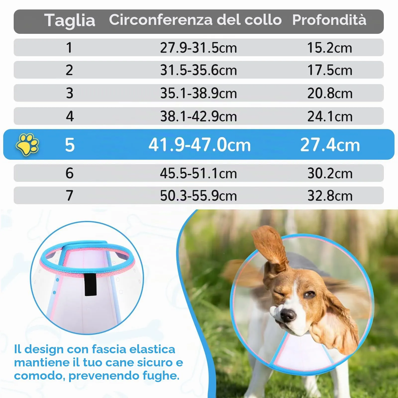 ICOYEA Collare Elisabettiano Morbido per Cani, Cono Post-Operatorio Anti-Leccamento e Anti-Morso, Rosa, Size 5 - immagine 5