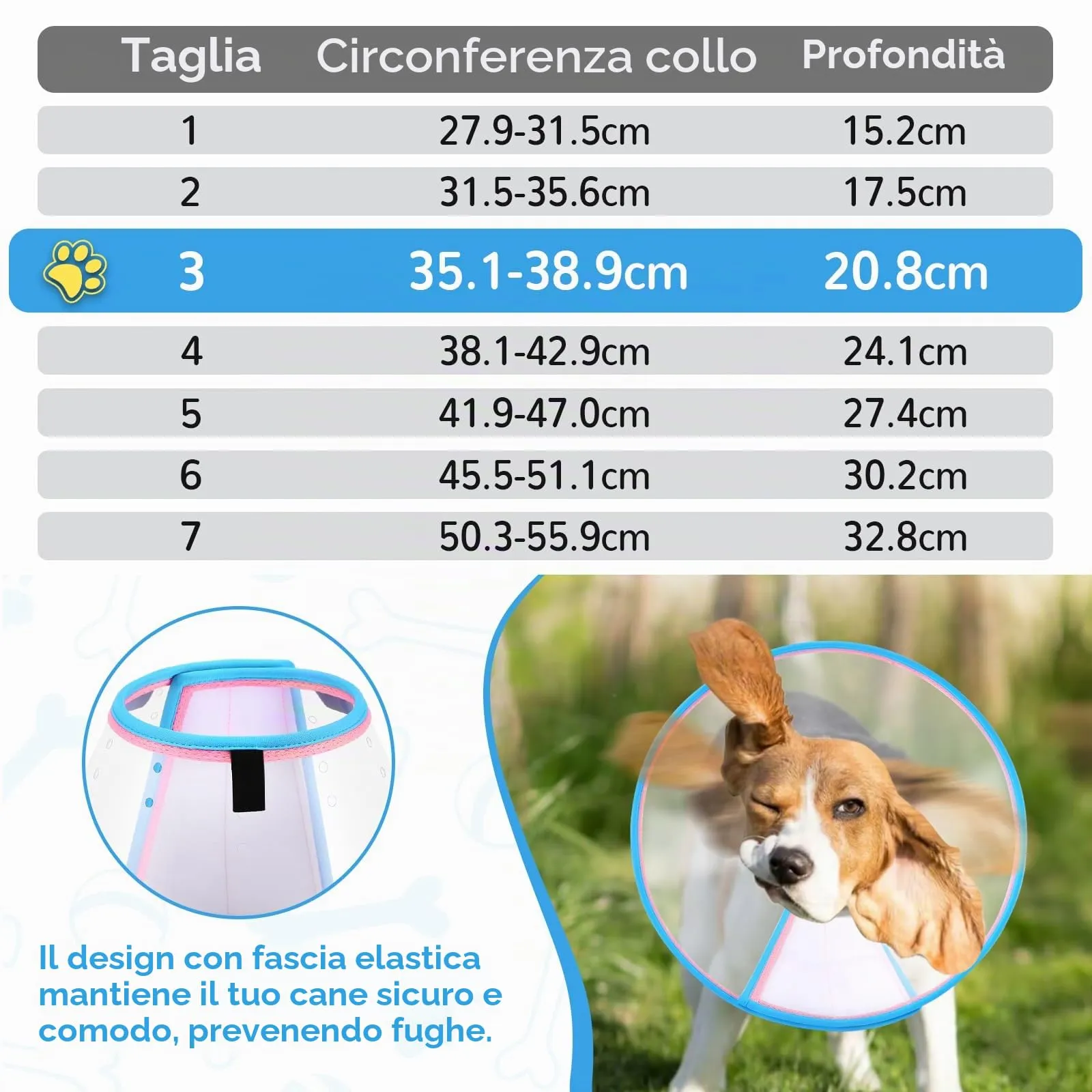 ICOYEA Collare Elisabettiano Morbido per Cani, Cono Post-Operatorio Regolabile, Anti-Leccamento e Anti-Morso, Rosa, Size 3 - immagine 5