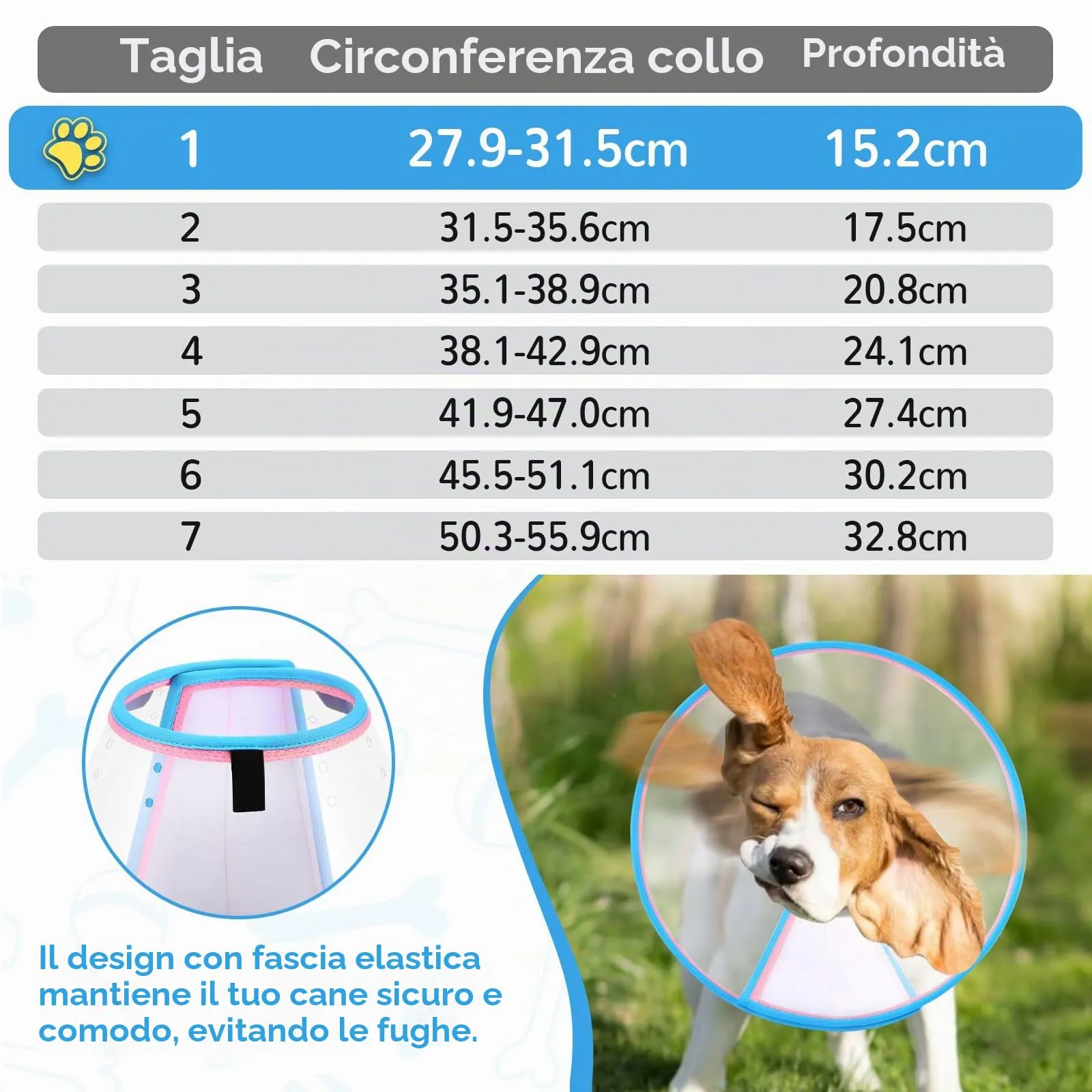 ICOYEA Collare Elisabettiano Morbido per Cani, Post-Operatorio Anti-Leccamento e Anti-Morso, Rosa, Size 1 - immagine 5
