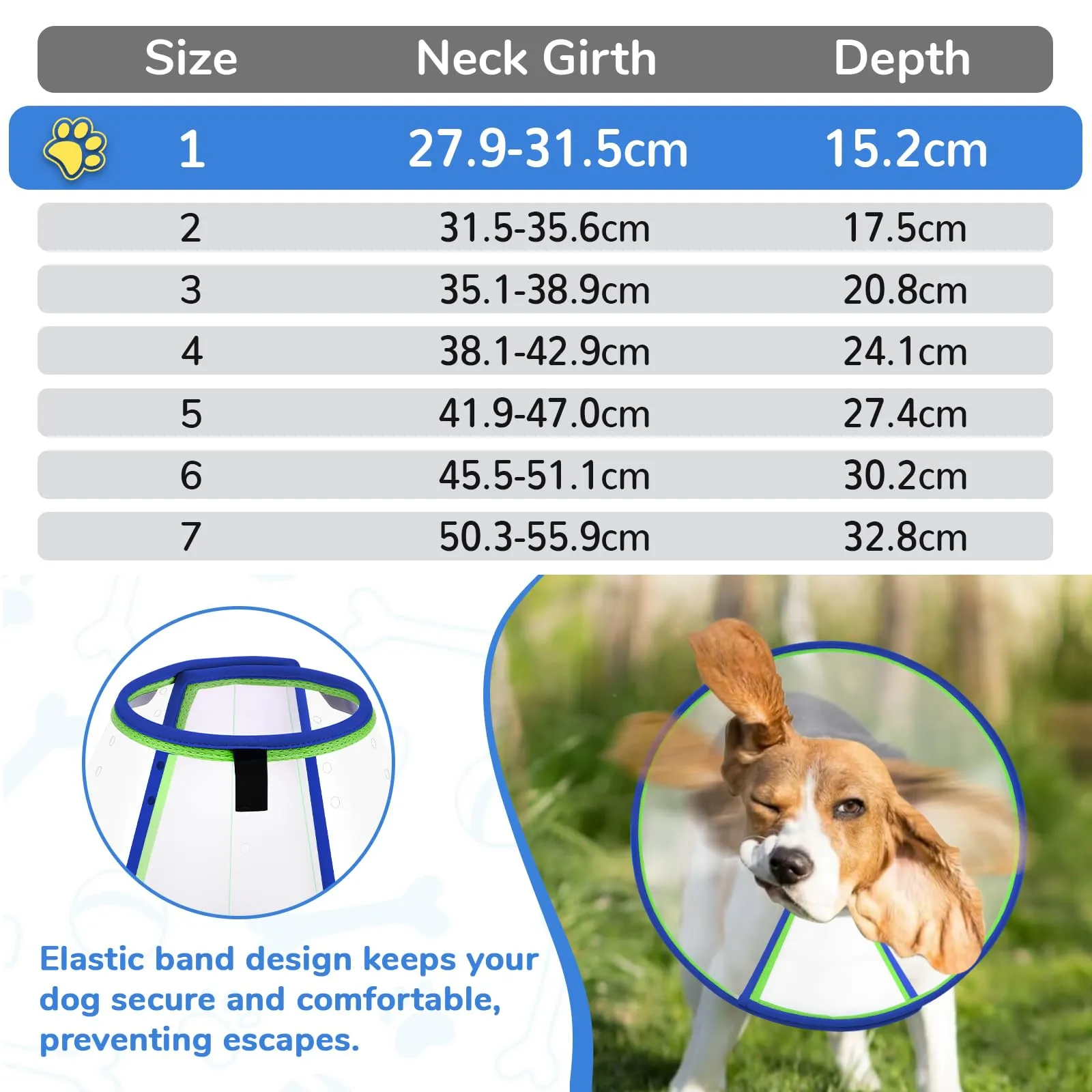 ICOYEA Collare Elisabettiano per Cani Morbido e Regolabile, Anti-Leccamento e Anti-Morso, Blu, Size 1 - immagine 5
