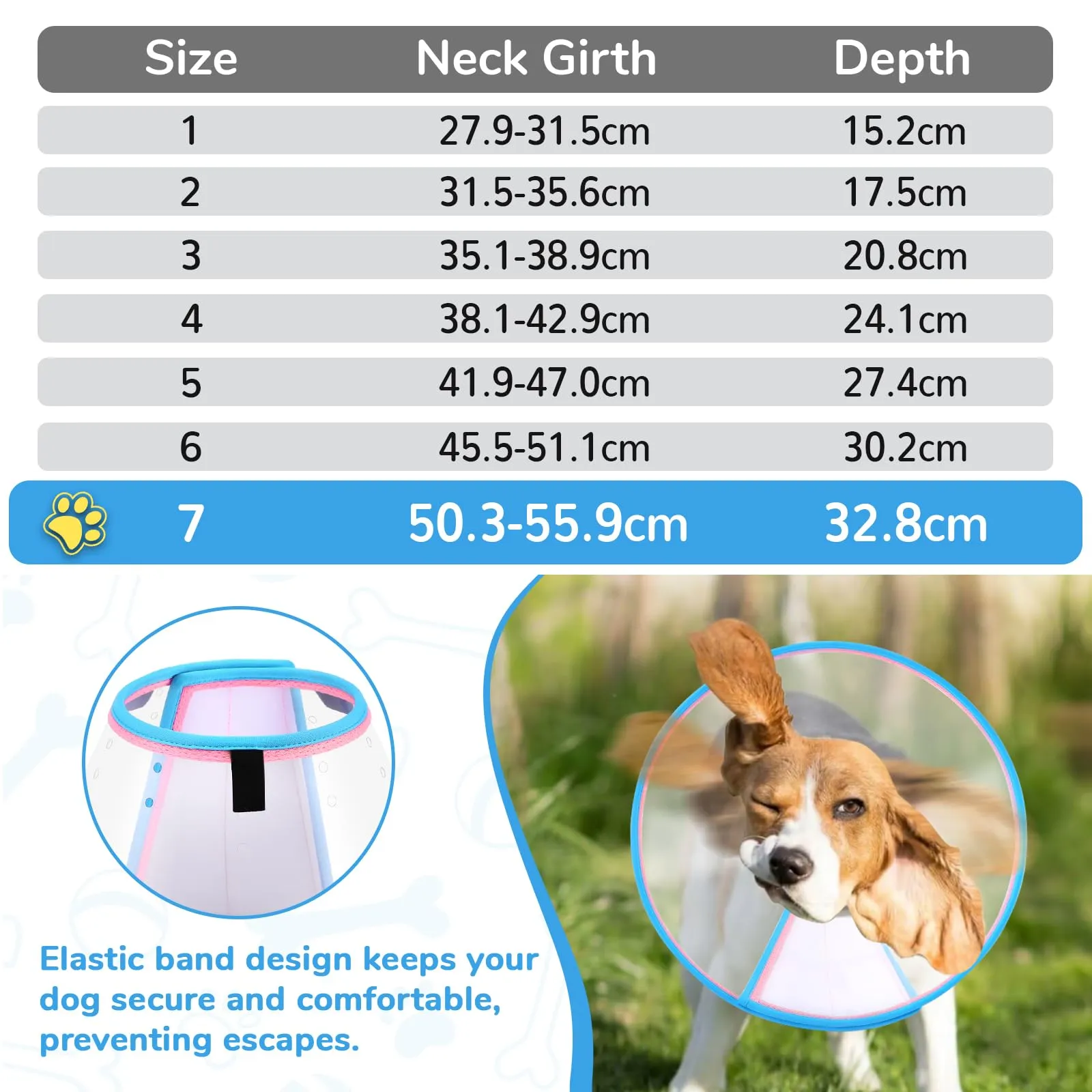 ICOYEA Collare Elisabettiano Morbido per Cani, Cono Post-Operatorio Anti-Leccamento e Anti-Morso, Traspirante (Rosa, Size 7) - immagine 5