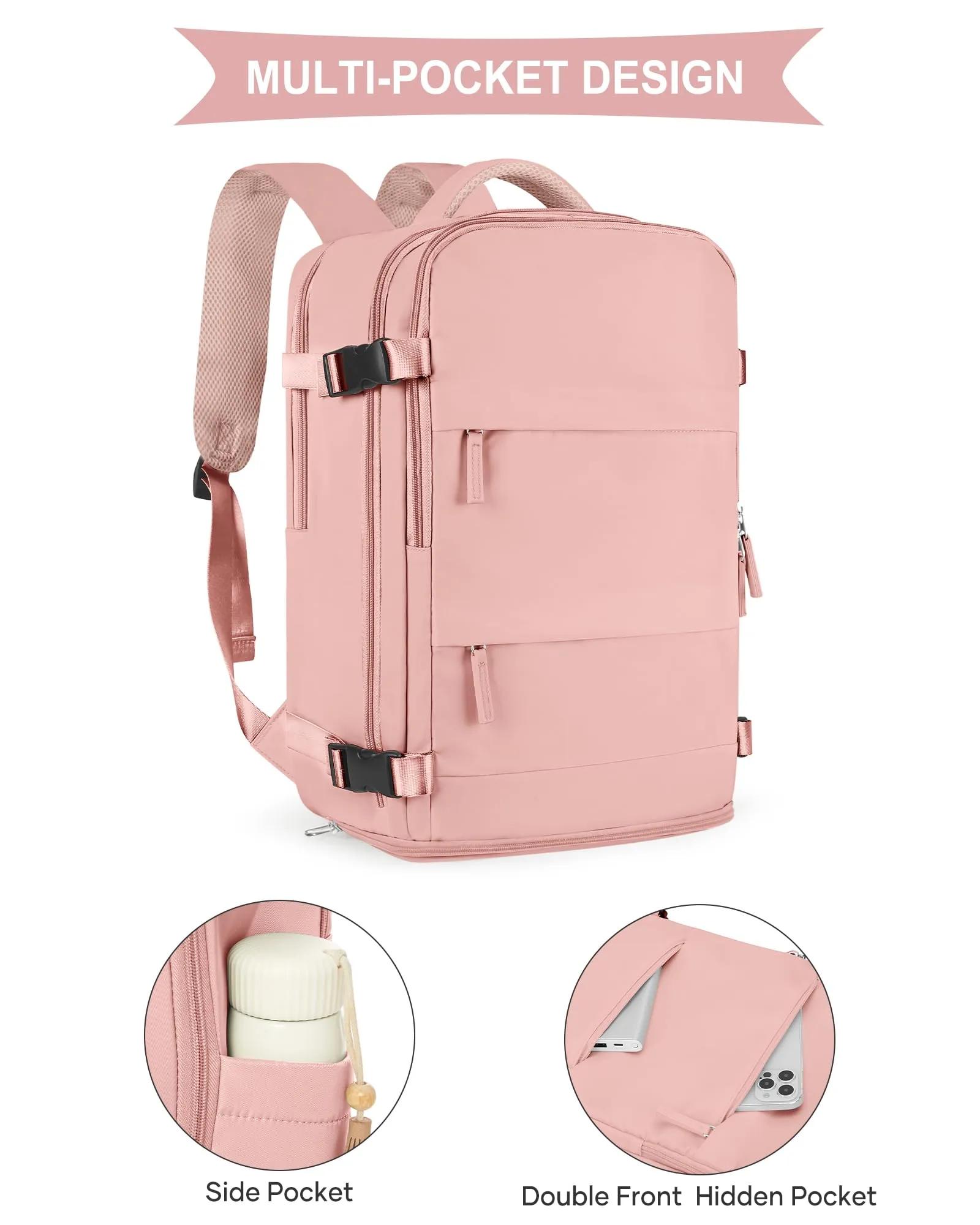 SZLX Zaino da Viaggio 40x30x20 per Ryanair e Wizzair, Impermeabile con Scomparto per Scarpe e Laptop 14 Pollici - immagine 7