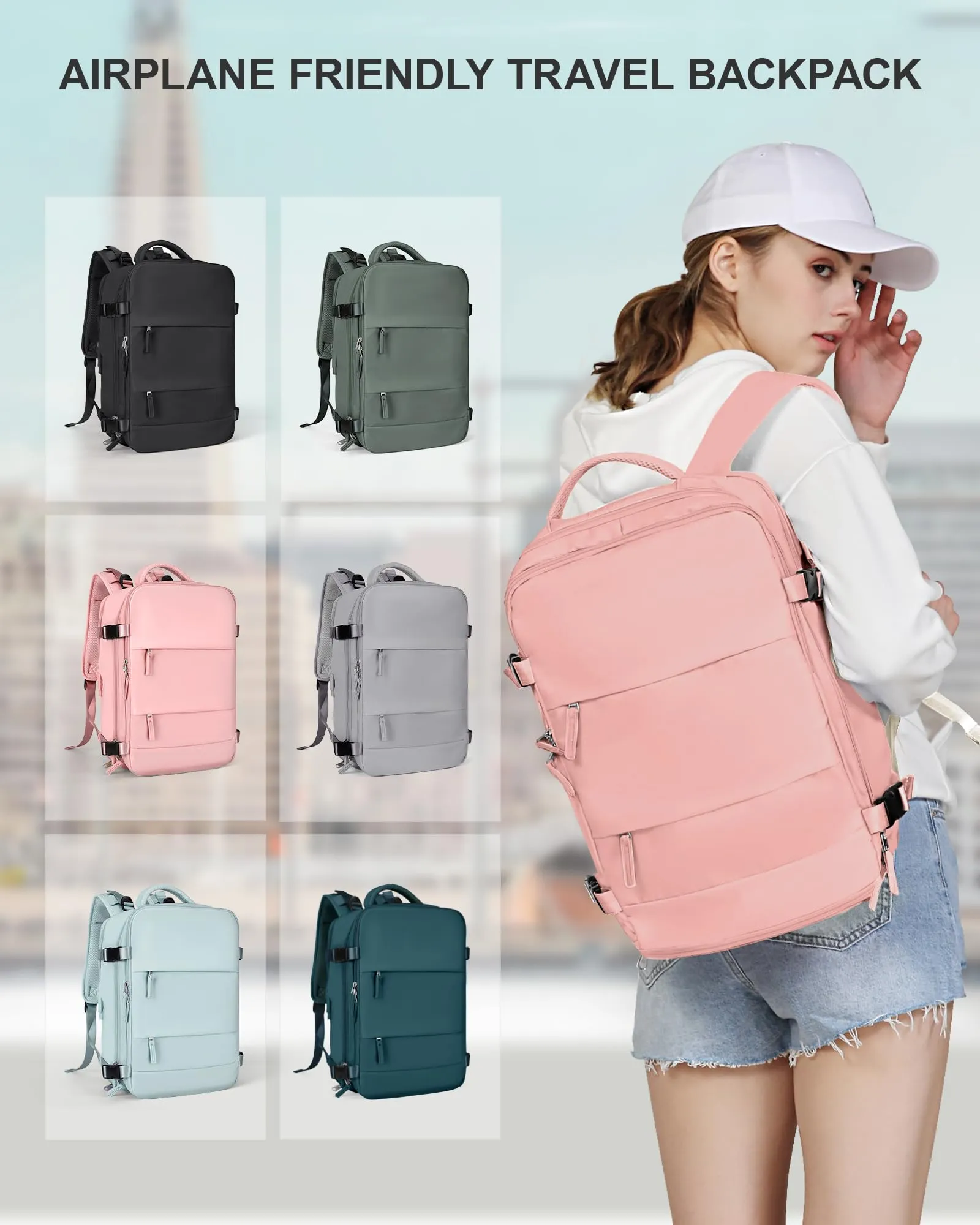 SZLX Zaino da Viaggio 40x30x20 per Ryanair e Wizzair, Impermeabile con Scomparto per Scarpe e Laptop 14 Pollici - immagine 8
