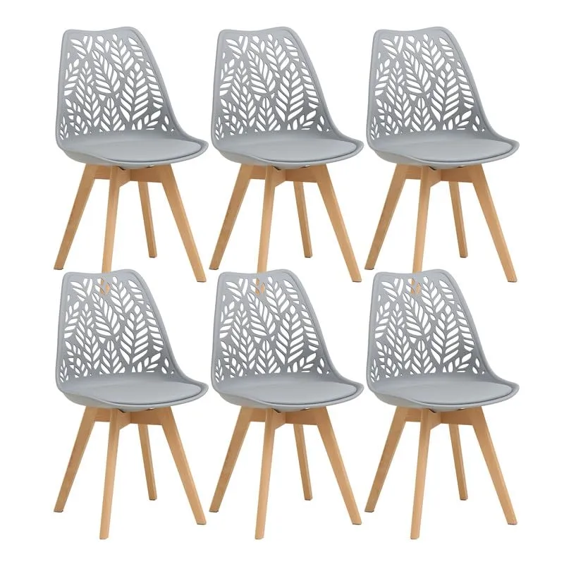 DEYARNA HOME Set di 6 Sedie da Pranzo Scandinave con Gambe in Legno, Grigio - immagine 1