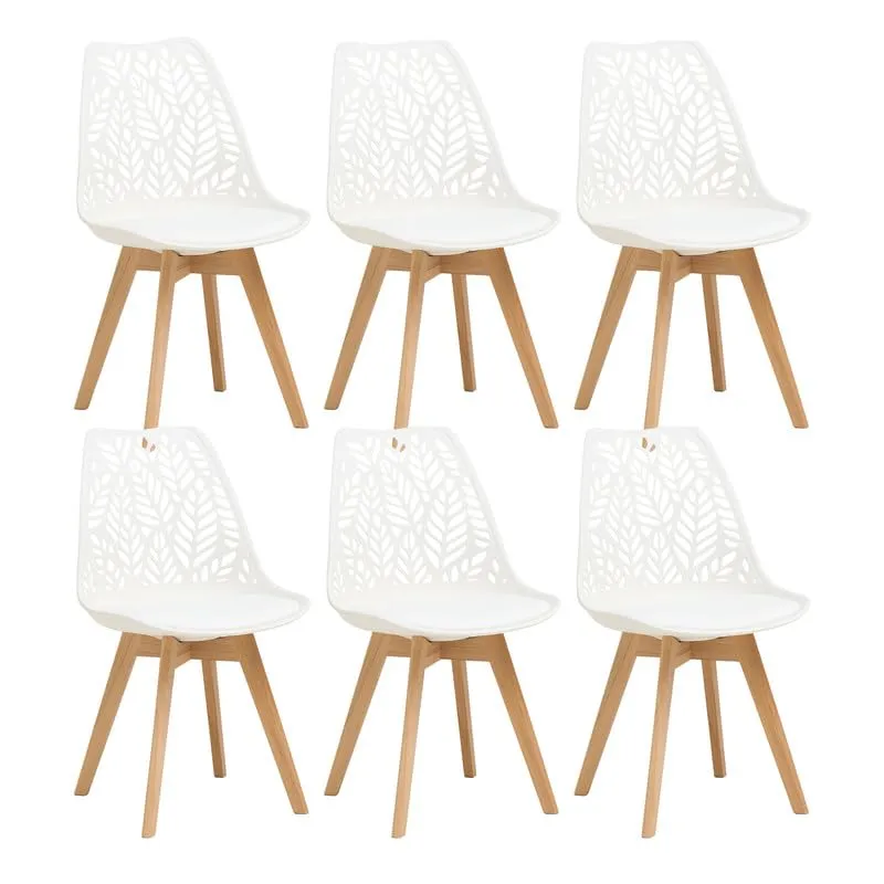 DEYARNA HOME Set di 6 Sedie da Pranzo Scandinave con Gambe in Legno, Bianco - immagine 1