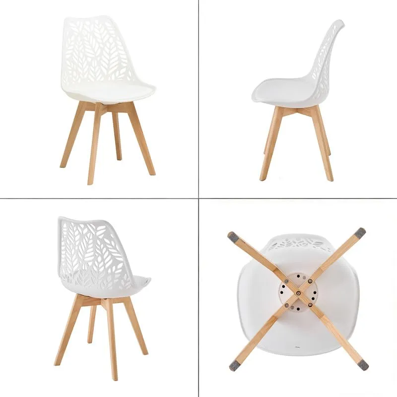 DEYARNA HOME Set di 6 Sedie da Pranzo Scandinave con Gambe in Legno, Bianco - immagine 3