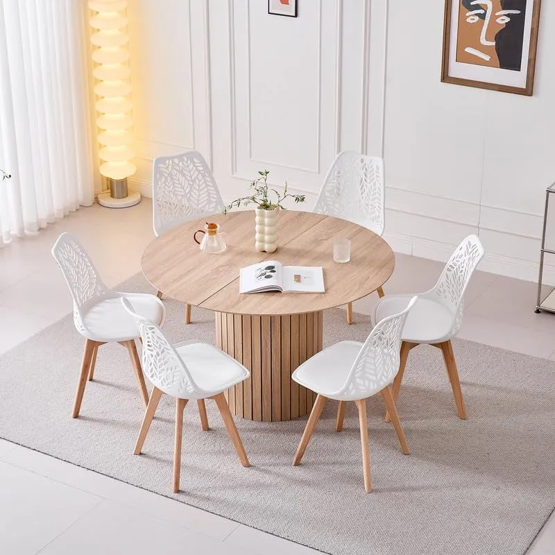 DEYARNA HOME Set di 6 Sedie da Pranzo Scandinave con Gambe in Legno, Bianco - immagine 7