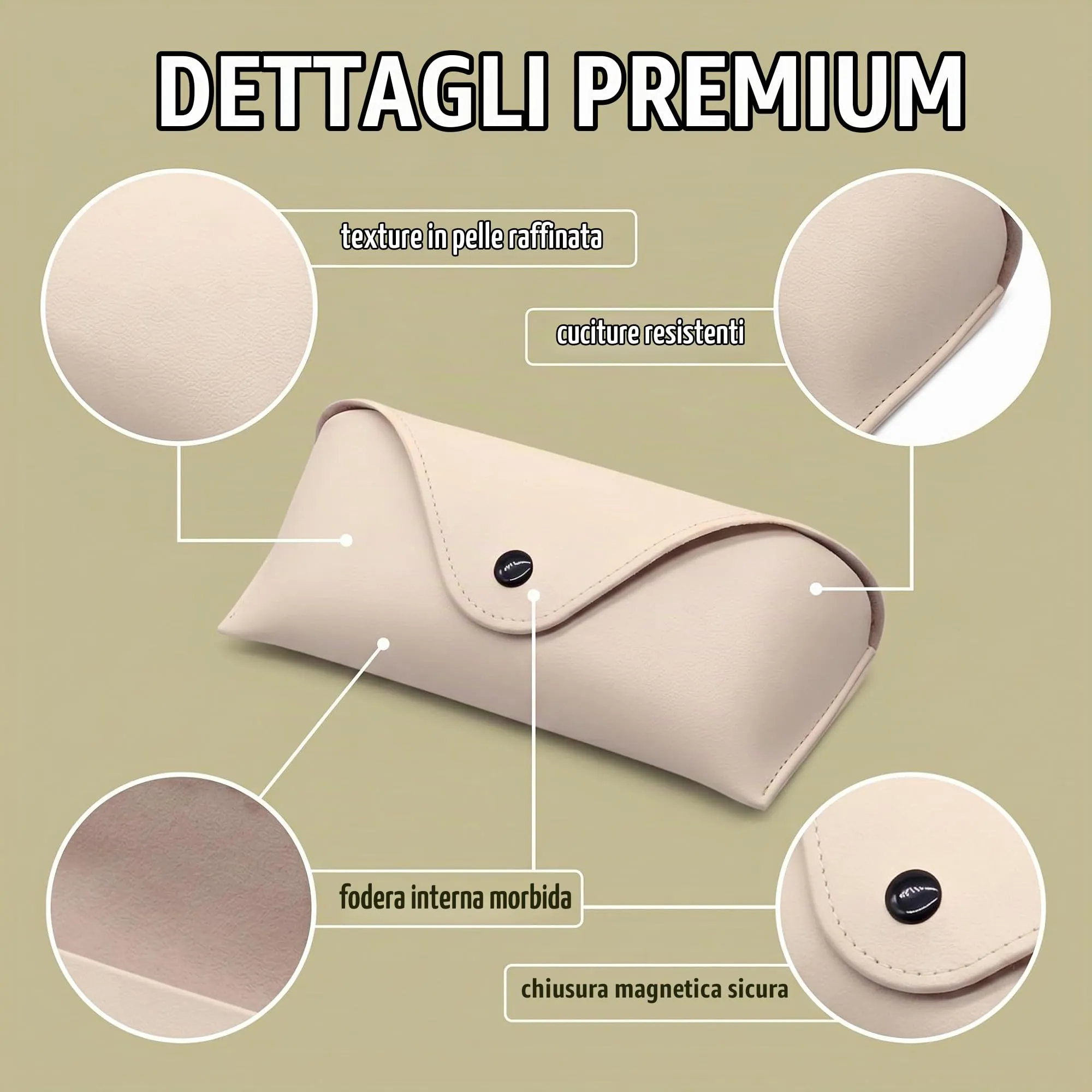 KEPYATI Custodia in Pelle per Occhiali, Set da 2 Pezzi, Portatile da Viaggio per Occhiali da Sole Uomo e Donna - immagine 6