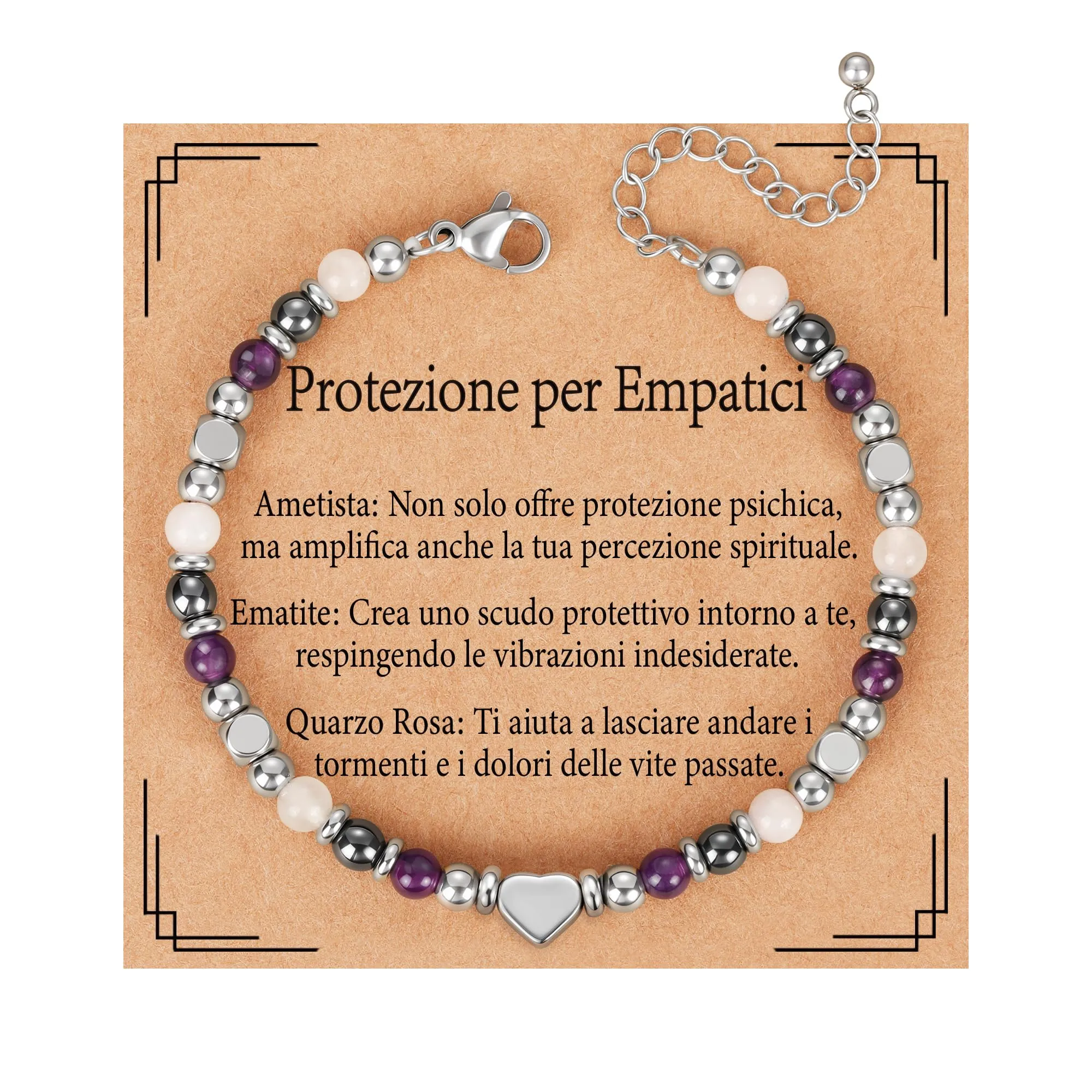 Aretas Bracciale in Ametista, Ematite e Quarzo Rosa per Donna - immagine 1