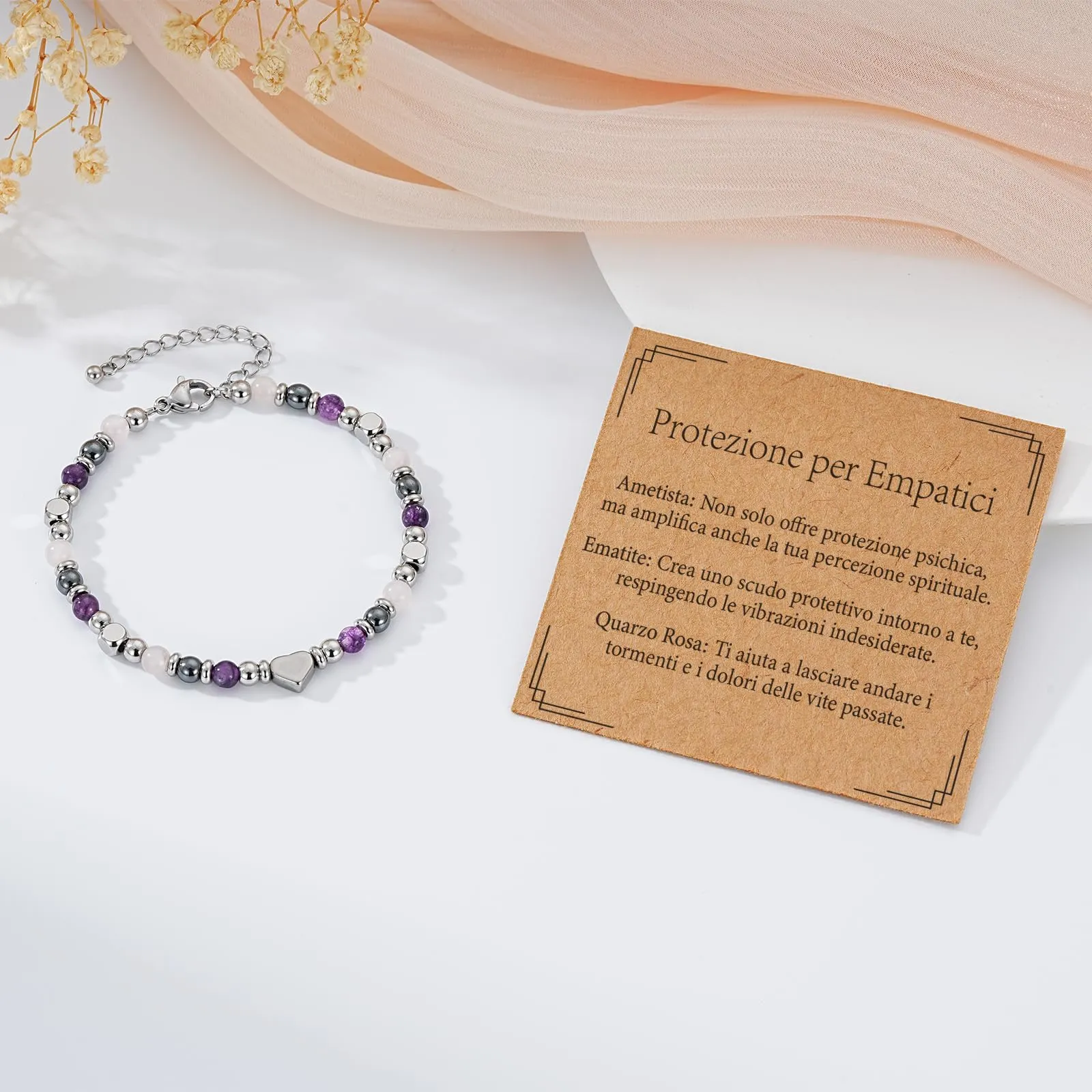 Aretas Bracciale in Ametista, Ematite e Quarzo Rosa per Donna - immagine 5