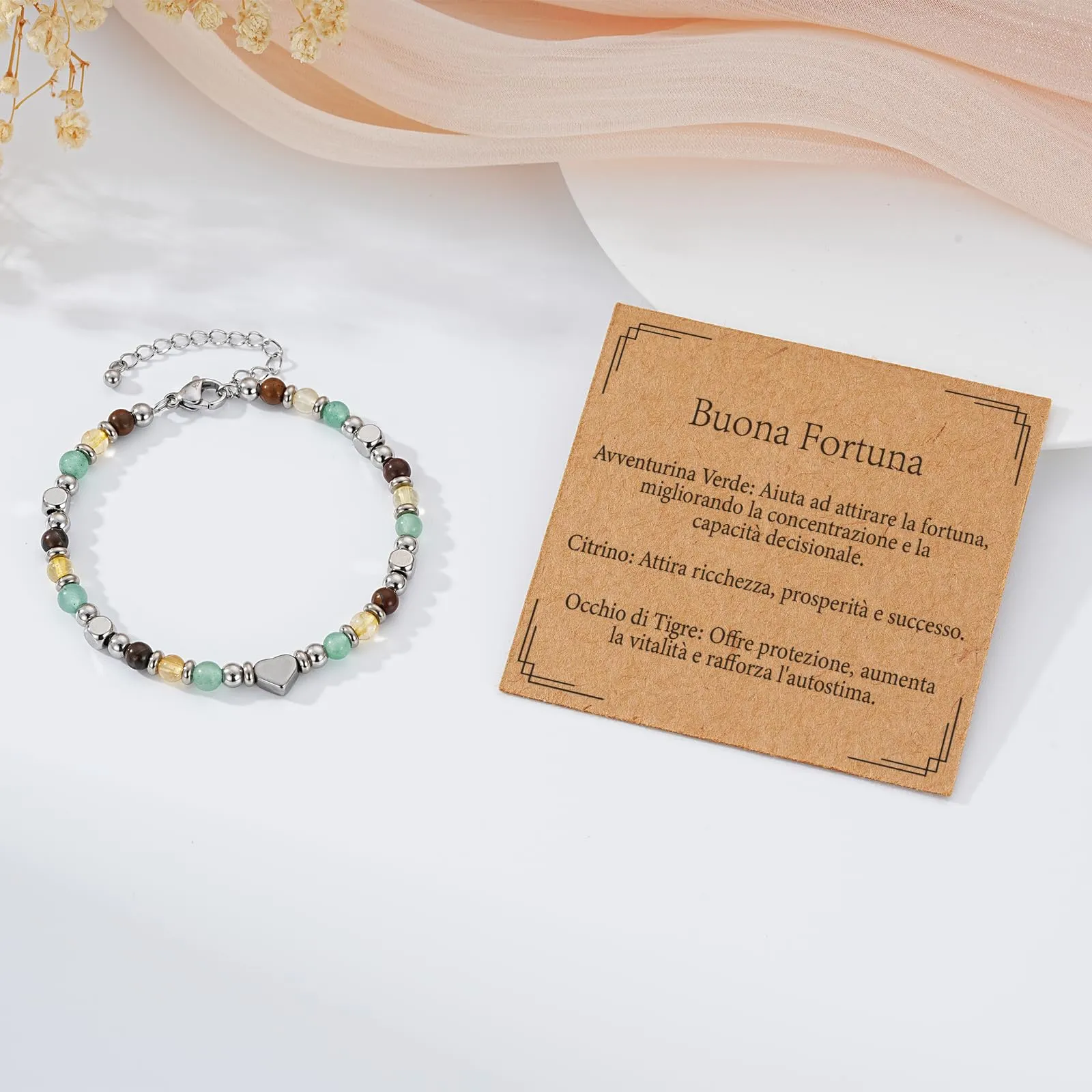 Aretas Bracciale in Avventurina Verde, Citrino e Occhio di Tigre per Donna - immagine 5