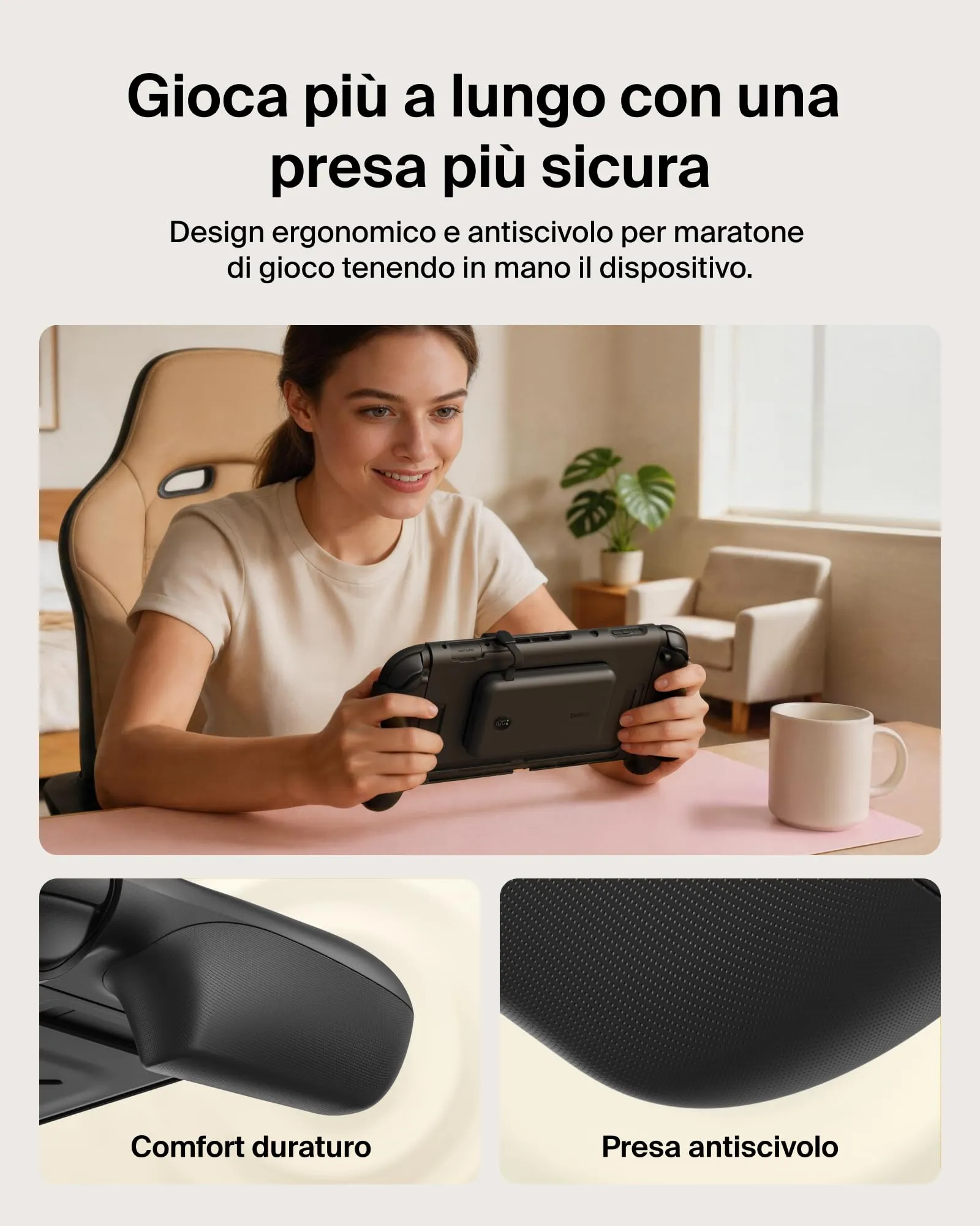 Belkin Gaming Grip and Power Bank 10K for Nintendo Switch 2, Nero - immagine 6