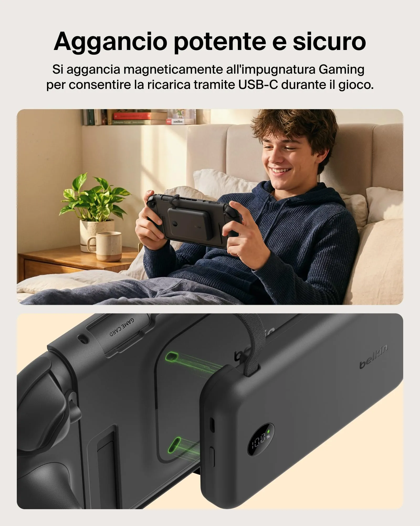 Belkin Gaming Grip and Power Bank 10K for Nintendo Switch 2, Nero - immagine 8
