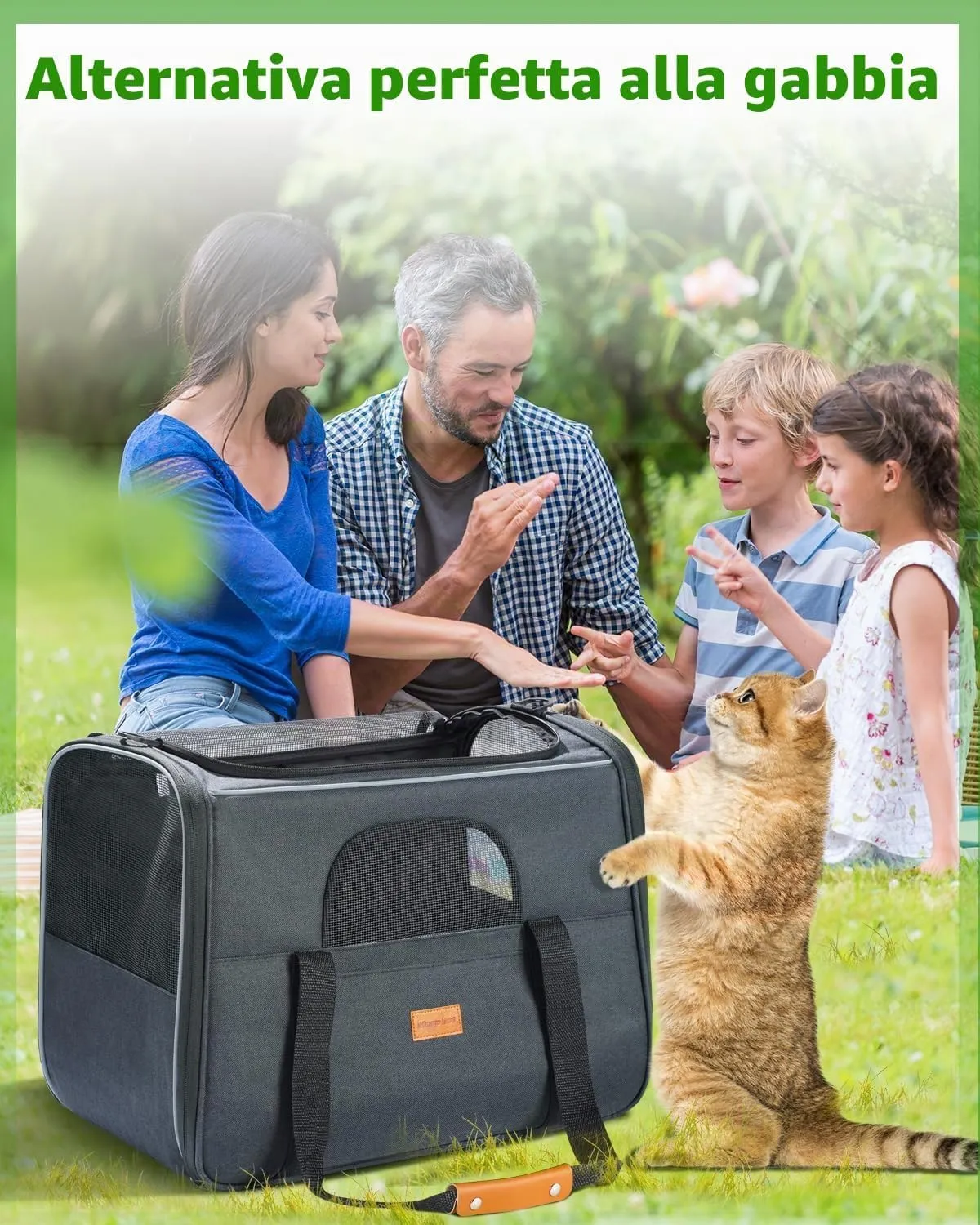 Morpilot Trasportino per gatti e cani fino a 9 kg, pieghevole, 47 x 31 x 36 cm, grigio scuro (L) - immagine 7