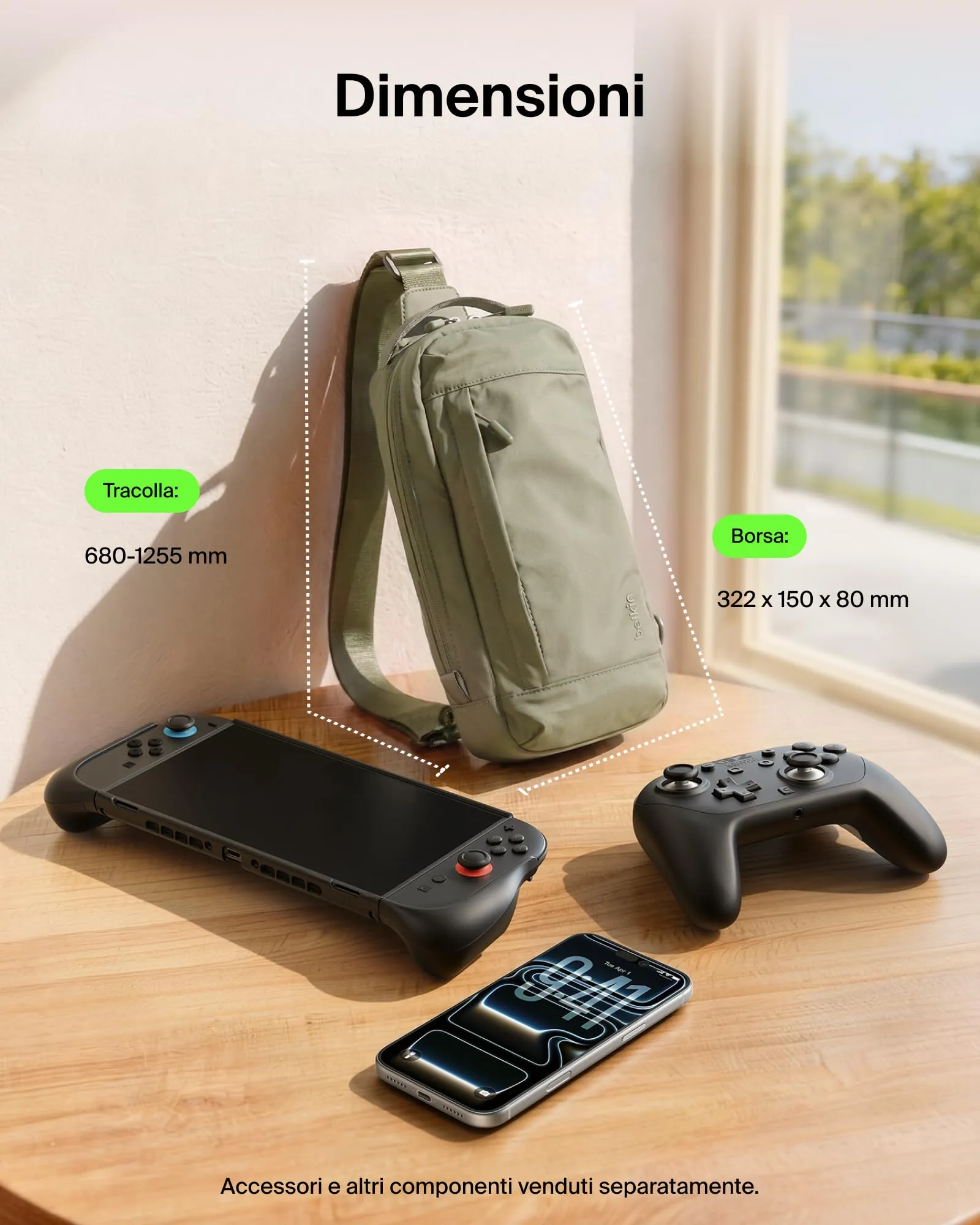 Belkin Borsa Protettiva da Viaggio per Nintendo Switch 2 - Verde - immagine 5