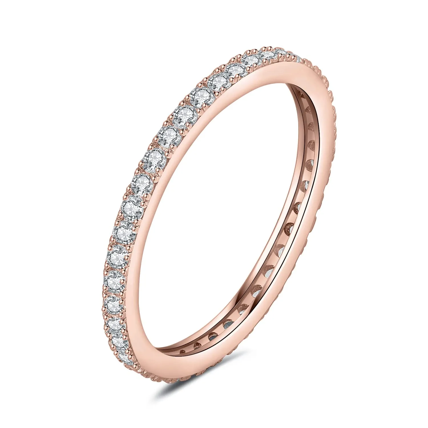JewelryPalace Anello Eternity placcato oro rosa 14K con Cubica Zirconia, Anelli Impilabili, Misura 14.5 - immagine 1
