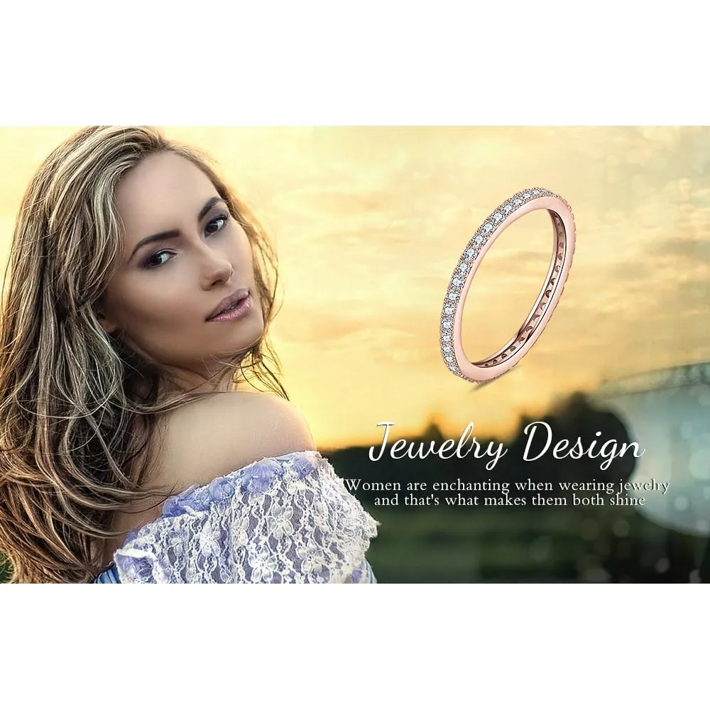 JewelryPalace Anello Eternity placcato oro rosa 14K con Cubica Zirconia, Anelli Impilabili, Misura 14.5 - immagine 6
