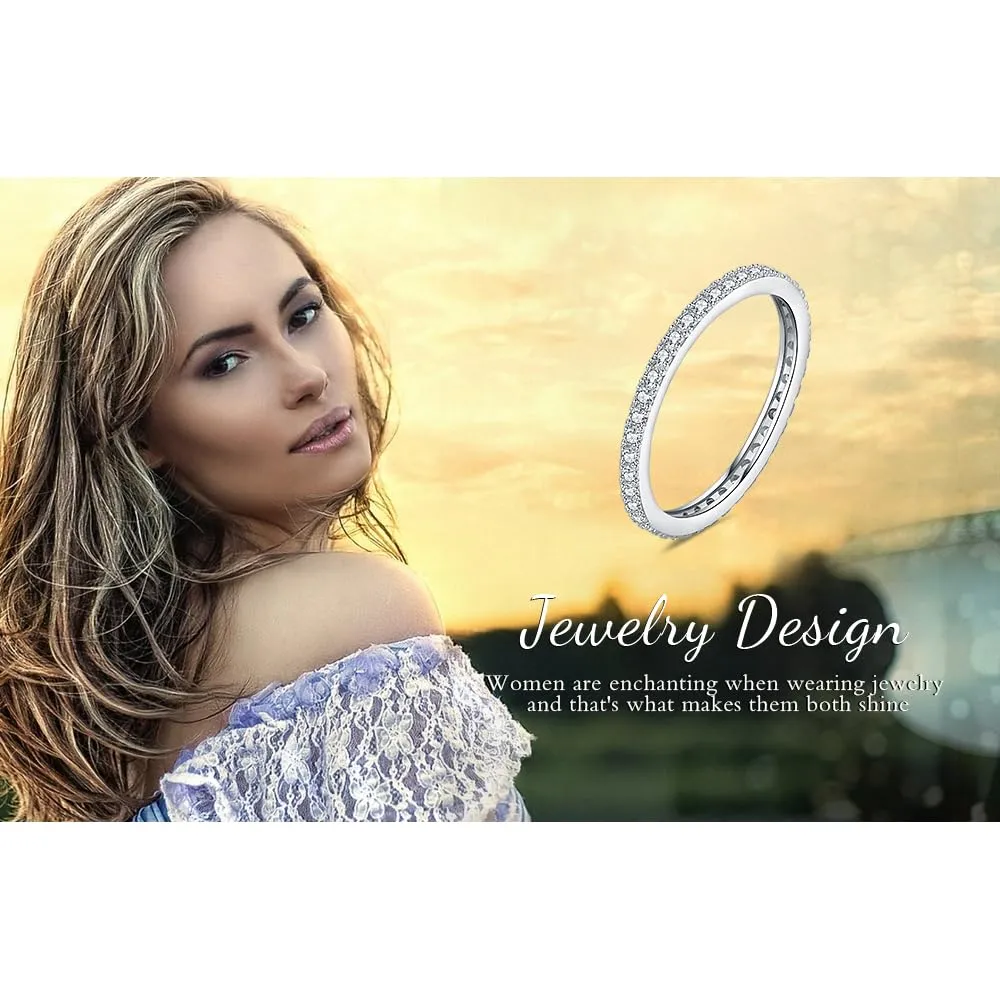 JewelryPalace Anello Eternity Donna placcato oro bianco 14K con Cubica Zirconia, Taglio Rotondo, Misura 10.5 - immagine 6
