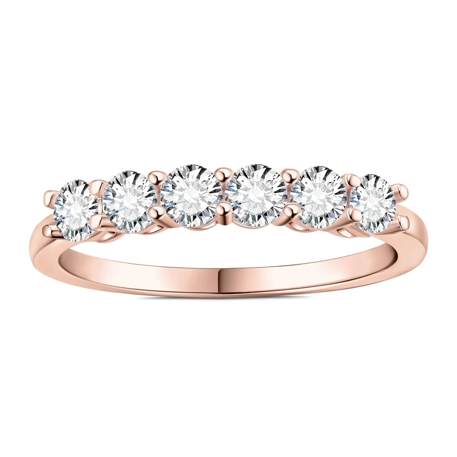 JewelryPalace Anello Half Eternity Donna placcato oro rosa 14K con 0.6ct Cubica Zirconia, Fede Nuziale Taglia 22 - immagine 3