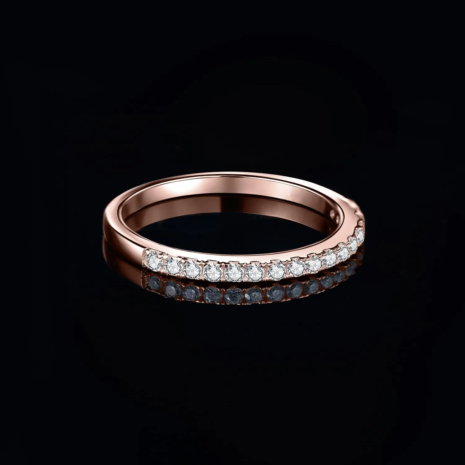 JewelryPalace Anello Half Eternity Donna Placcato Oro Rosa 14K con Zirconia Cubica, Taglio Rotondo, Misura 22 - immagine 5