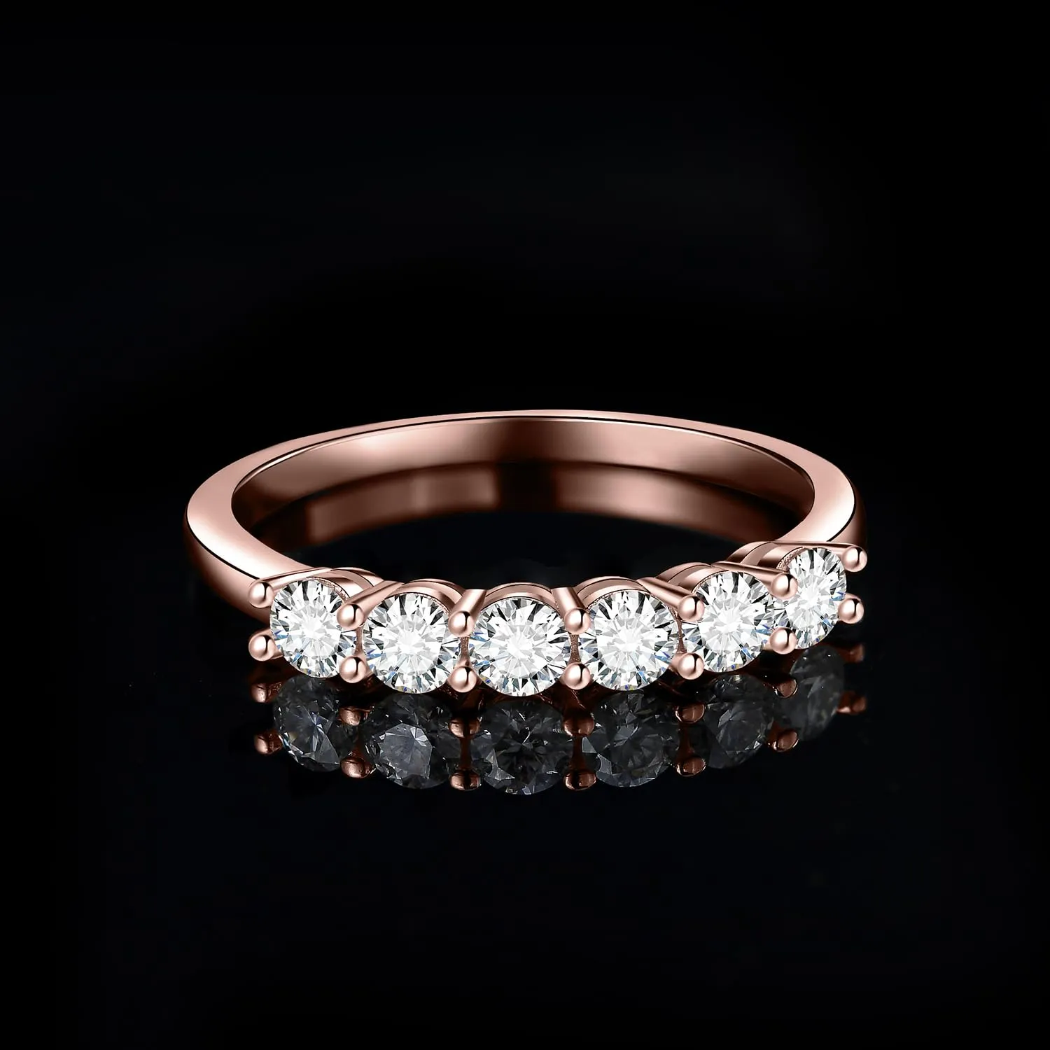 JewelryPalace Anello Half Eternity Donna 0.6ct placcato oro rosa 14K con Cubica Zirconia e 6 Pietre a Taglio Rotondo - immagine 5