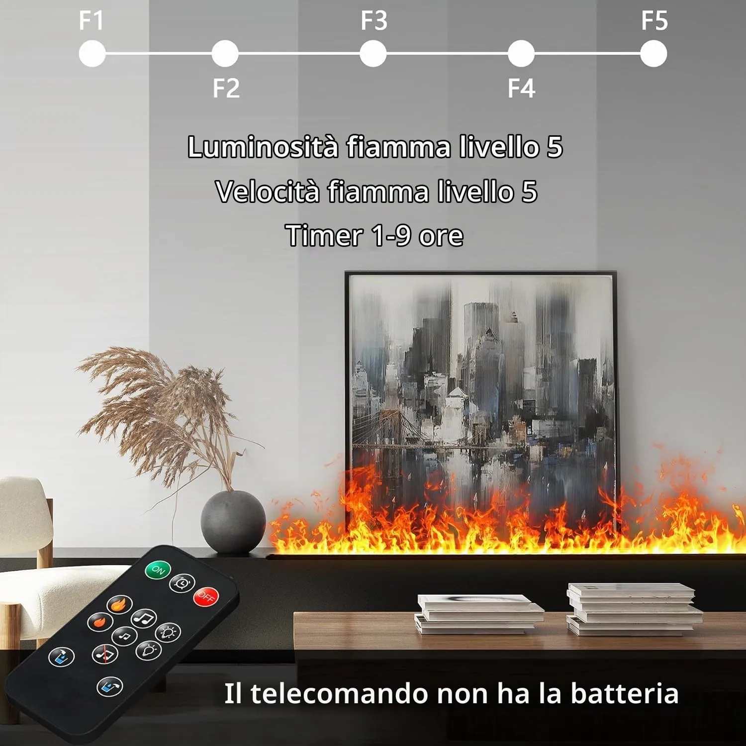 Mexhom Camino Elettrico a Vapore Acqueo 3D 80cm BL-80-DANS - immagine 5