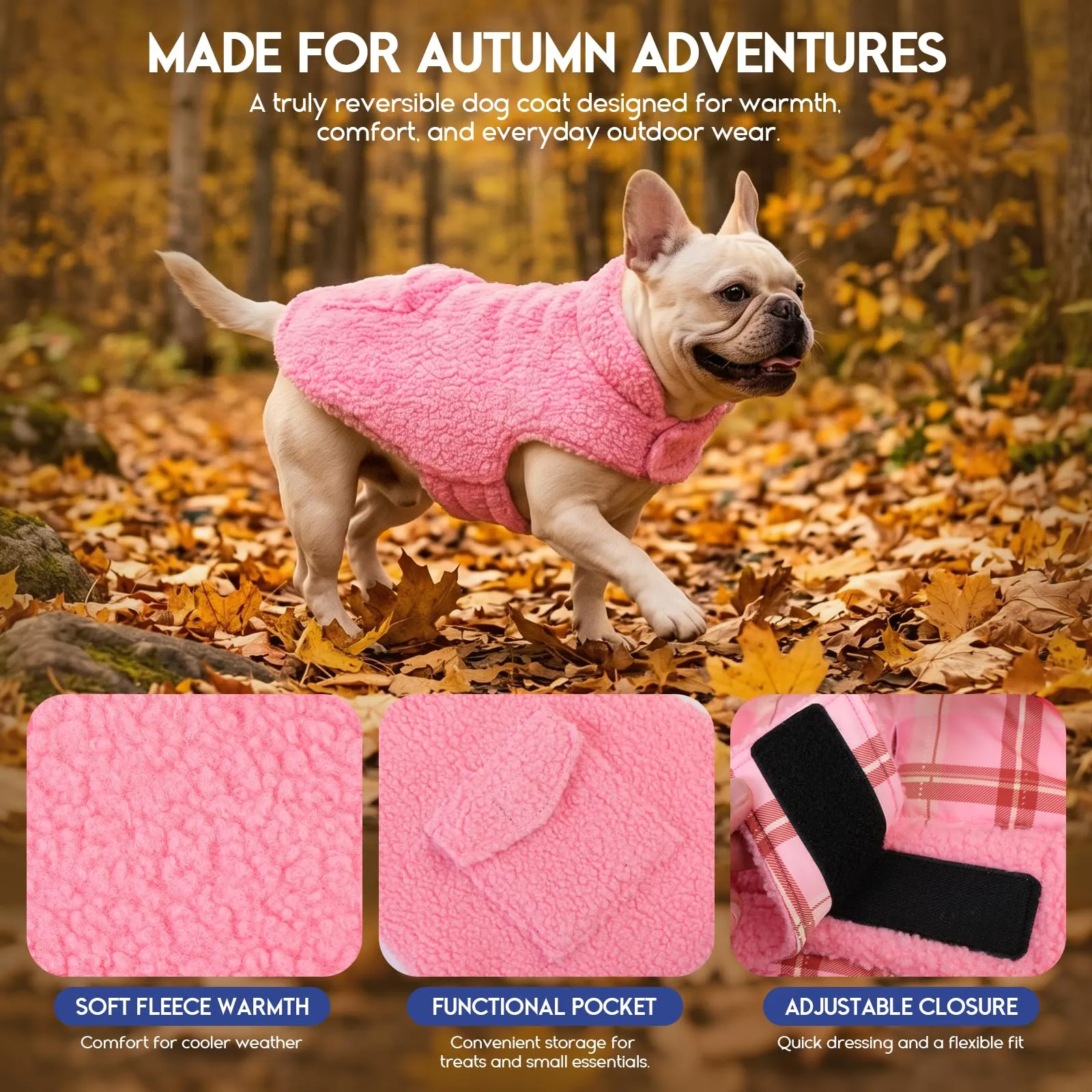 ASENKU Cappotto Cane Invernale Impermeabile Reversibile, Taglia XL, Rosa chiaro - immagine 2