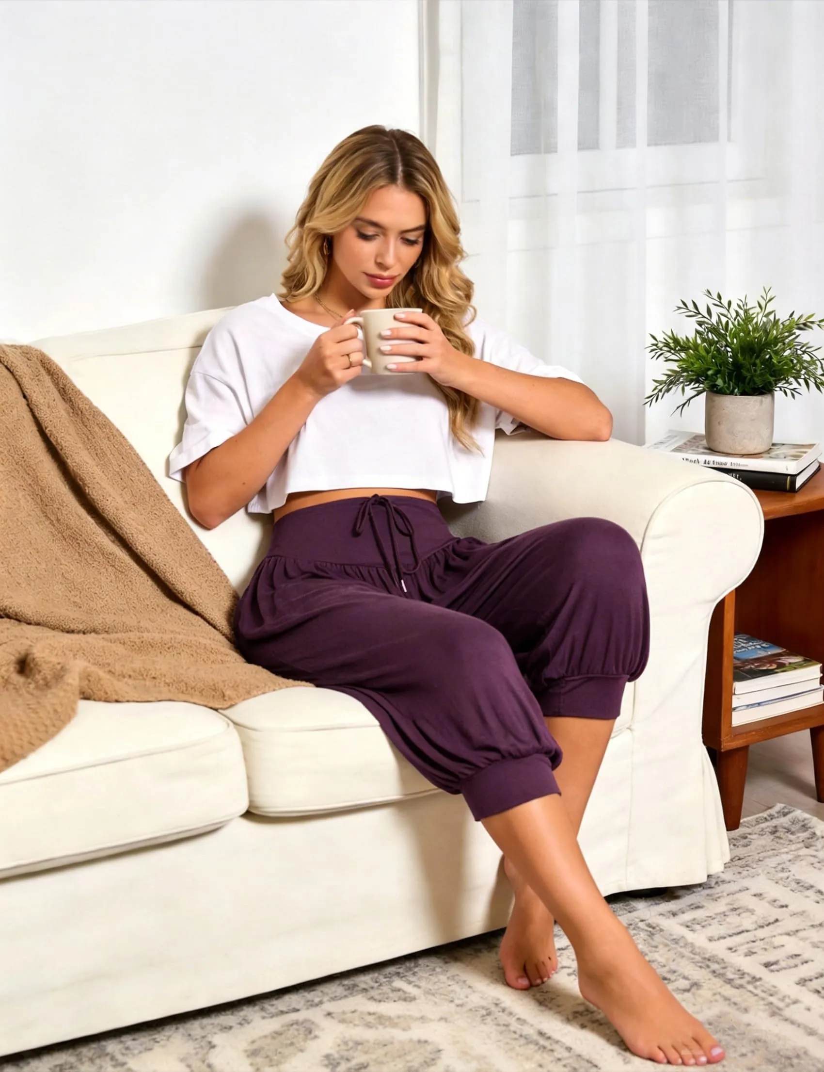 Terecey Pantaloni Yoga Donna in Modale Vita Alta Fitness Relax - immagine 3