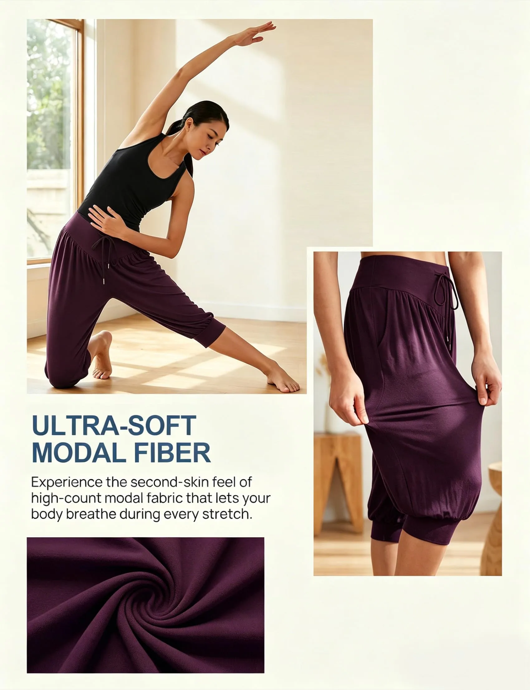 Terecey Pantaloni Yoga Donna in Modale Vita Alta Fitness Relax - immagine 4