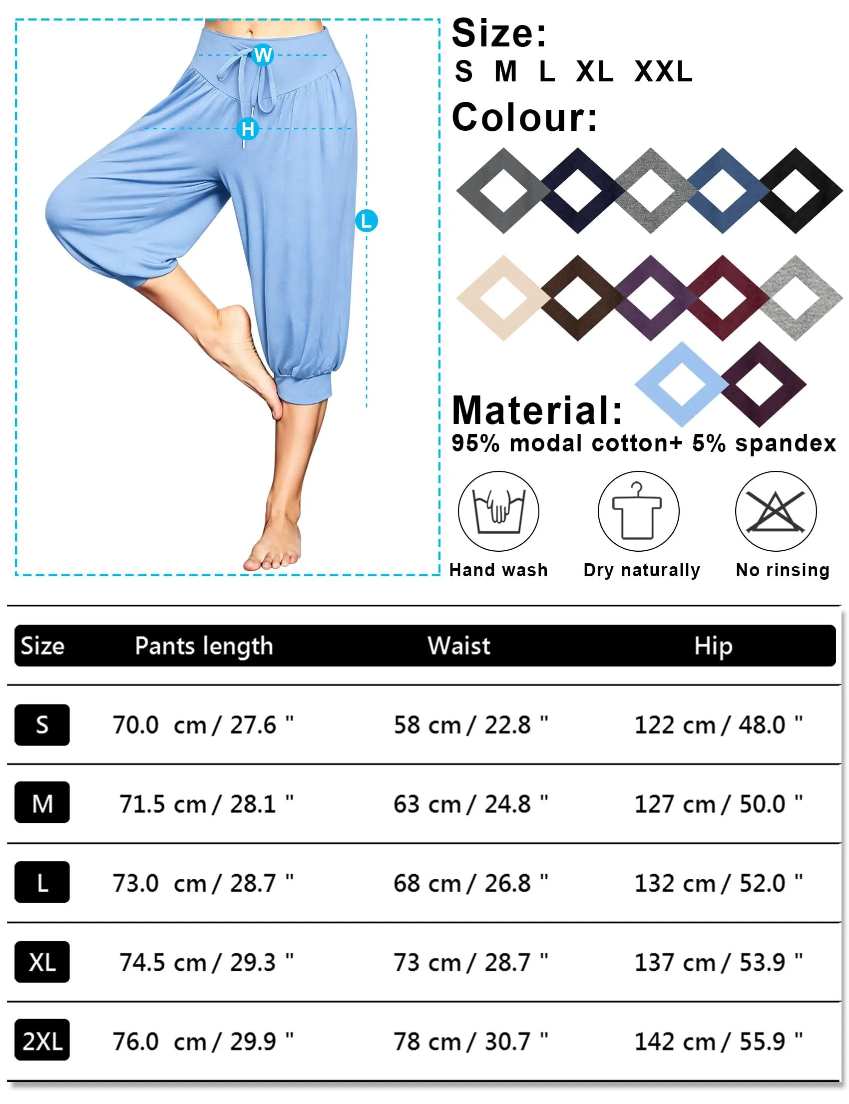 Terecey Pantaloni Harem Donna in Modal Vita Alta con Coulisse e Gamba Ampia - immagine 6