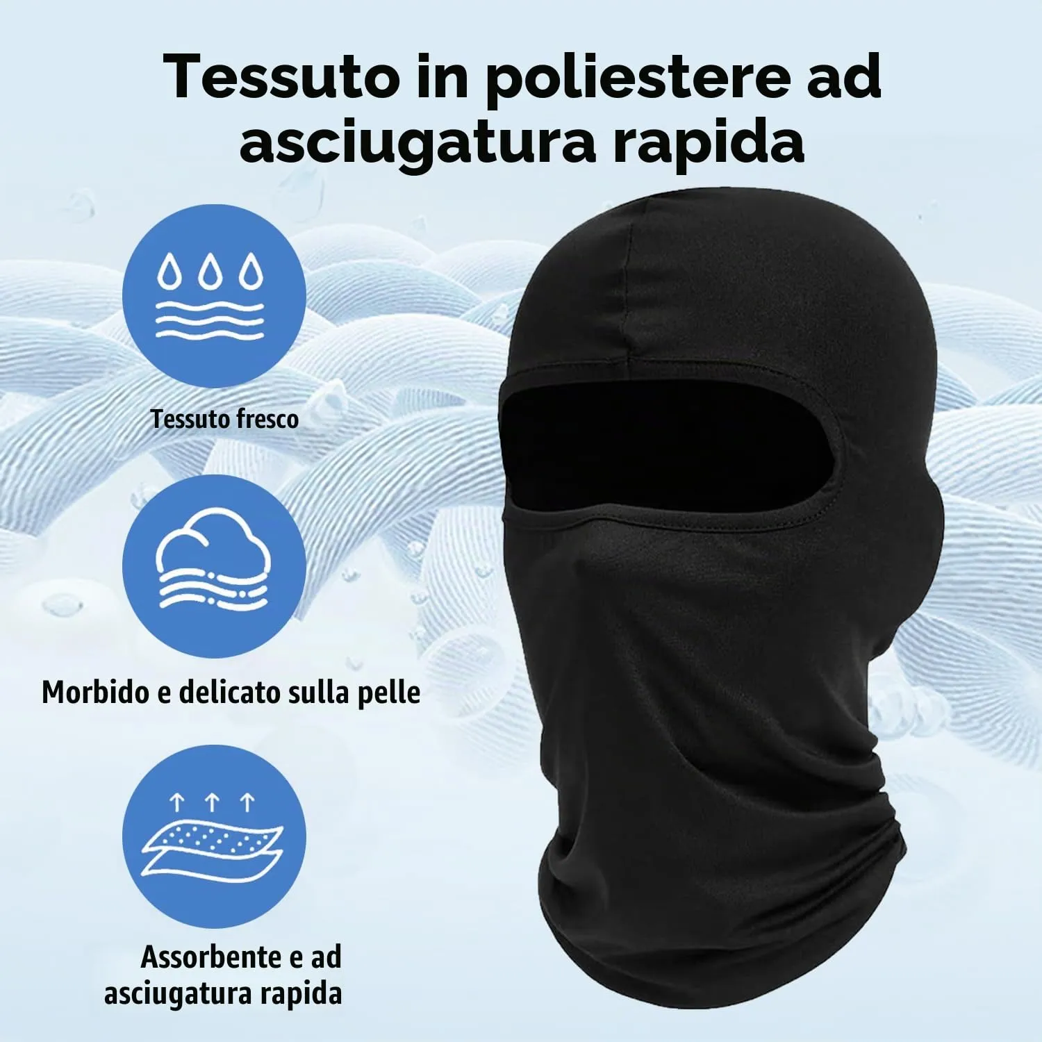 zaknszan Balaclava Sottocasco Moto Passamontagna Estivo, Nero Unisex - immagine 3