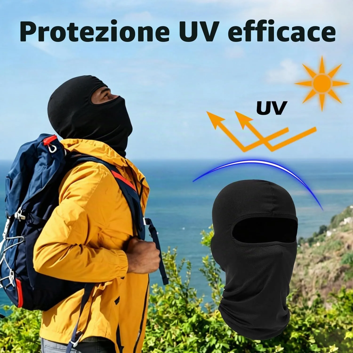 zaknszan Balaclava Sottocasco Moto Passamontagna Estivo, Nero Unisex - immagine 4