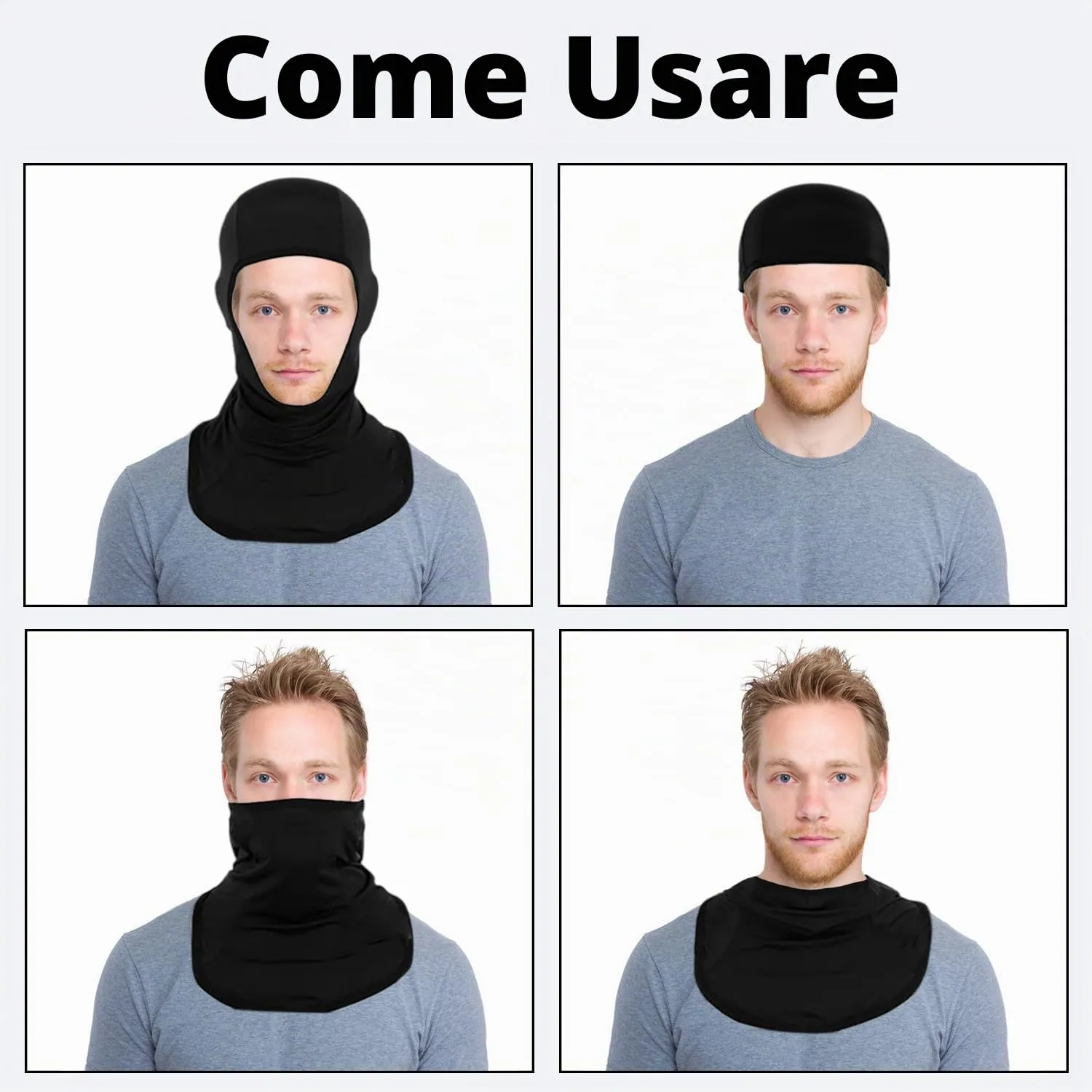 zaknszan Balaclava Sottocasco Moto Passamontagna Estivo, Nero Unisex - immagine 6