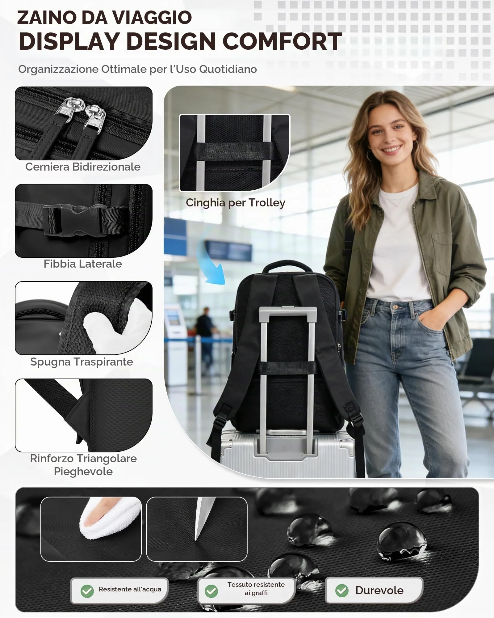 BJLFS Zaino da Viaggio Ryanair 40x30x20 Sottovuoto con Pompa - immagine 6