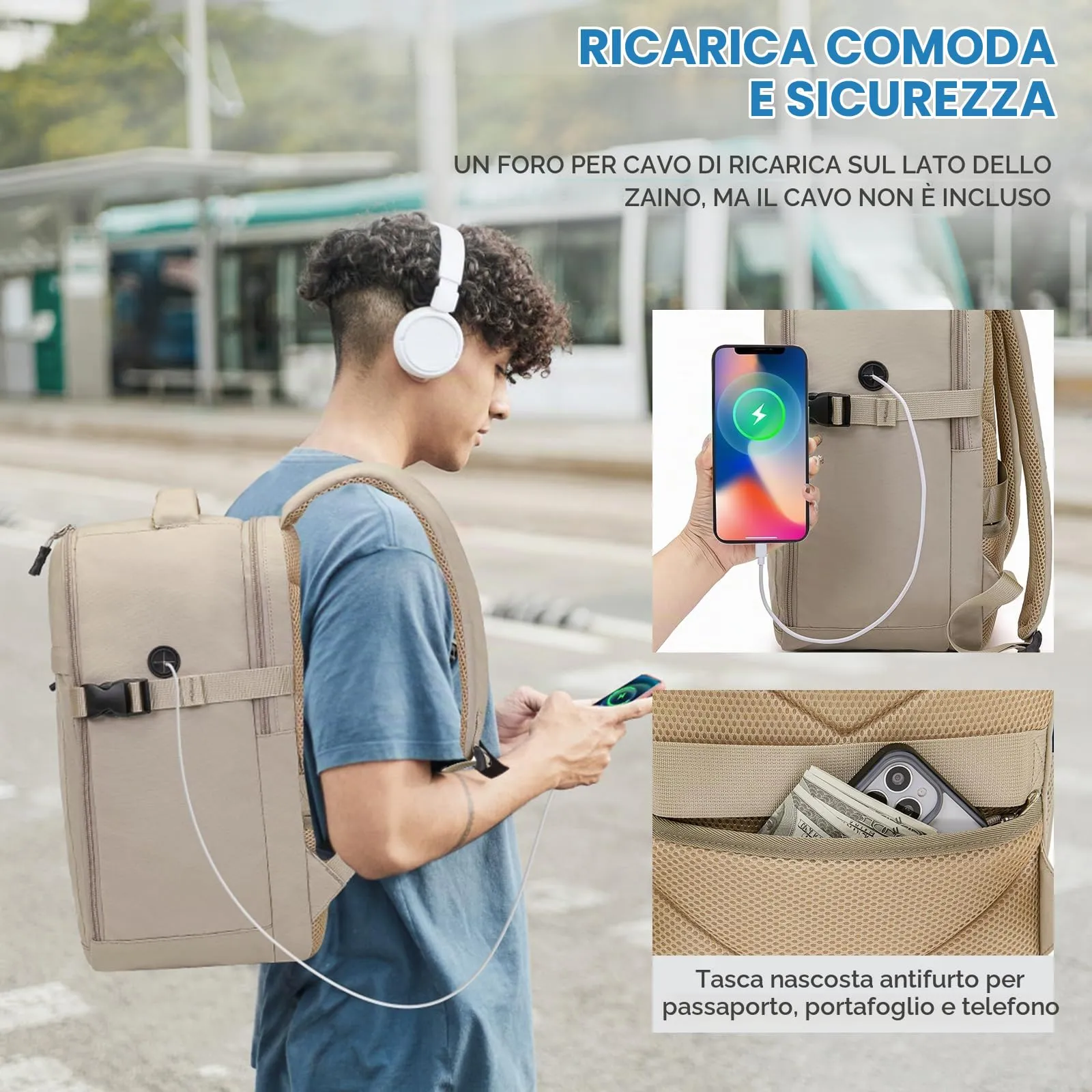 Xkdoai Zaino da Viaggio Bagaglio a Mano per Ryanair 40x30x20cm - immagine 4