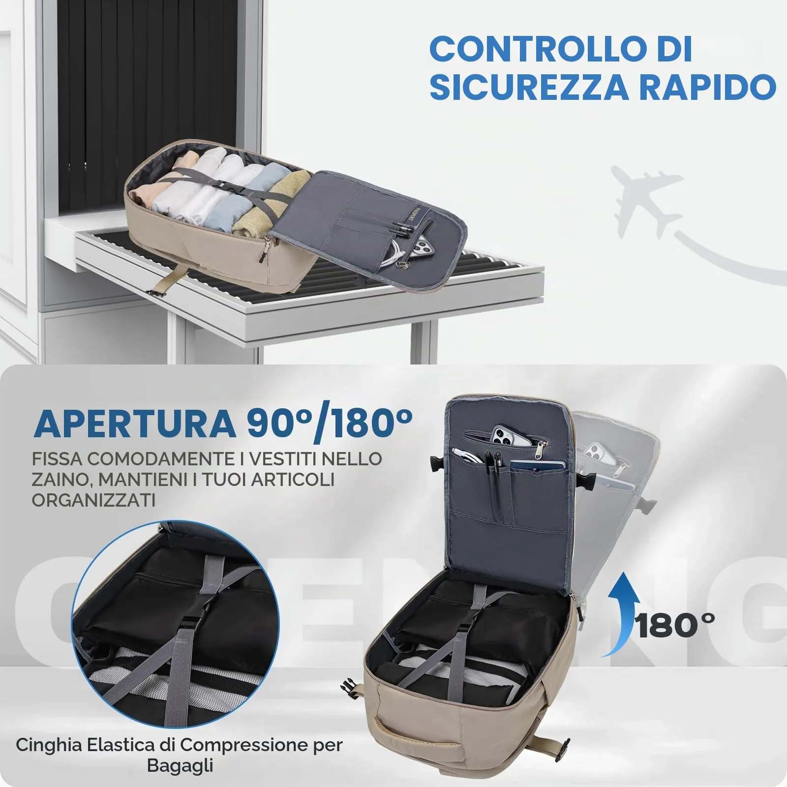 Xkdoai Zaino da Viaggio Bagaglio a Mano per Ryanair 40x30x20cm - immagine 7