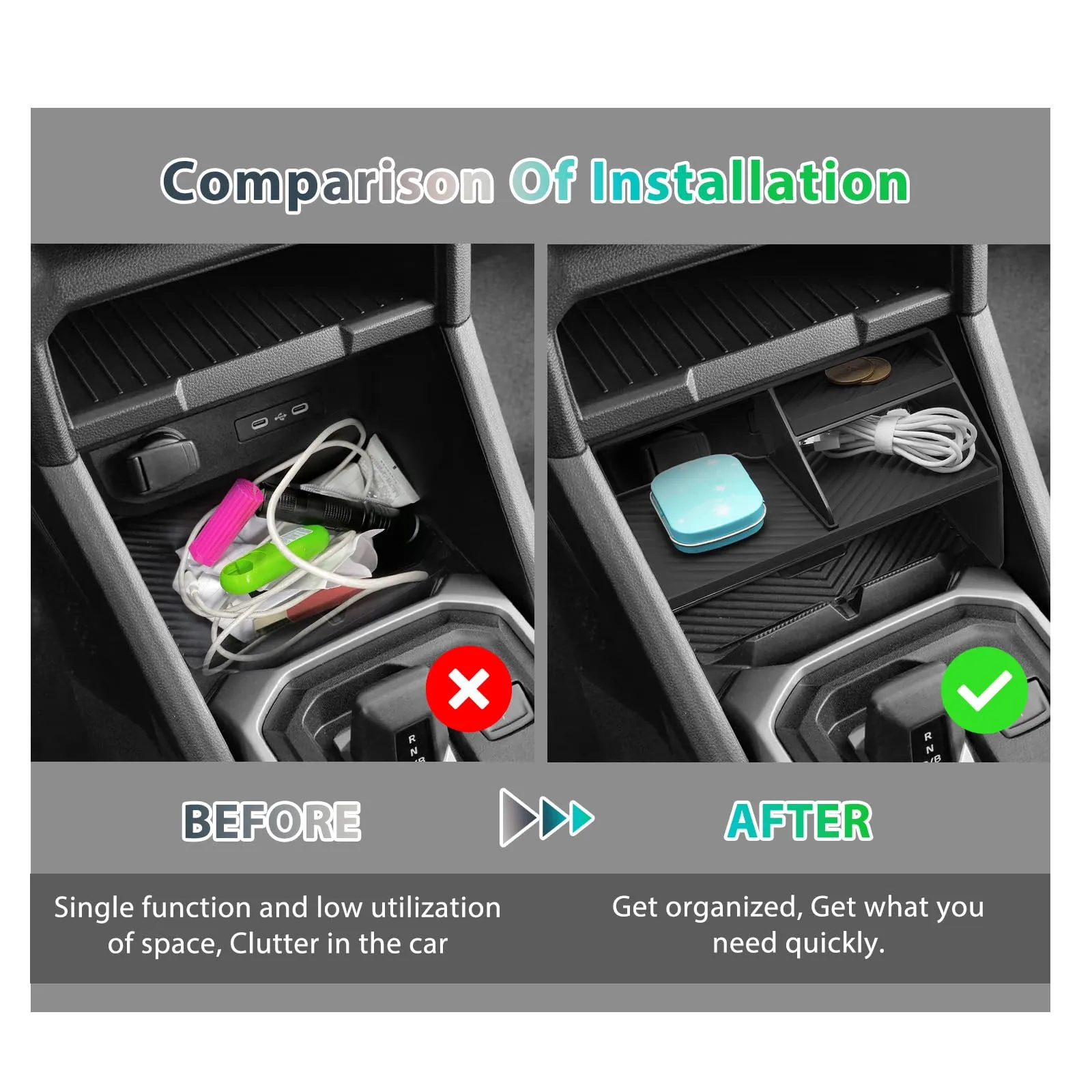 GAFAT Dacia Duster 3 2024-2027 Console Centrale Portaoggetti con 3 Scomparti e Tappetino in Silicone - immagine 2