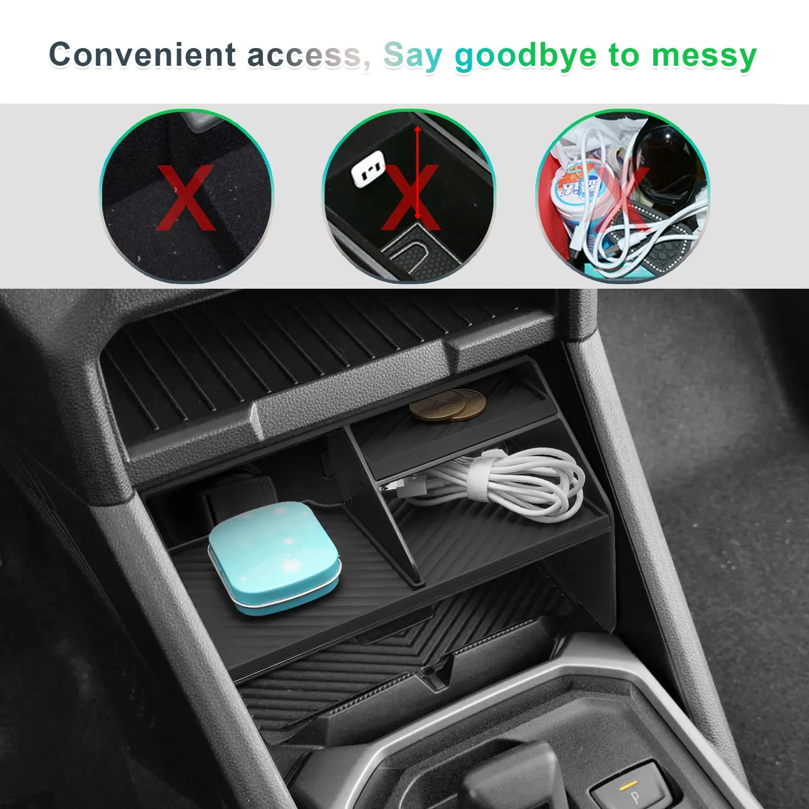 GAFAT Dacia Duster 3 2024-2027 Console Centrale Portaoggetti con 3 Scomparti e Tappetino in Silicone - immagine 6