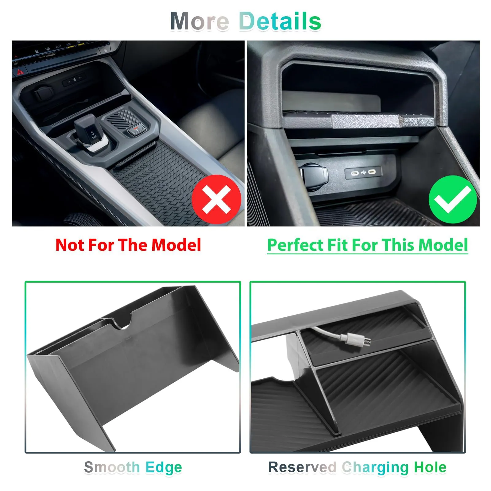 GAFAT Dacia Duster 3 2024-2027 Console Centrale Portaoggetti con 3 Scomparti e Tappetino in Silicone - immagine 7