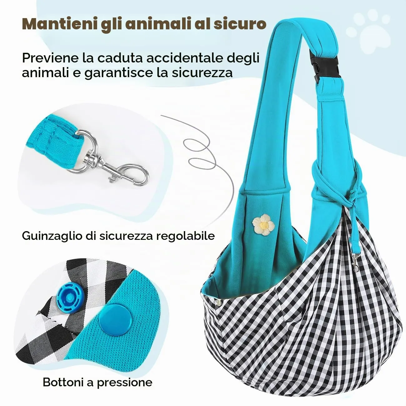 Pawaboo Trasportino per Cane Piccolo, 3-10 Libbre, Fiori Blu - immagine 4