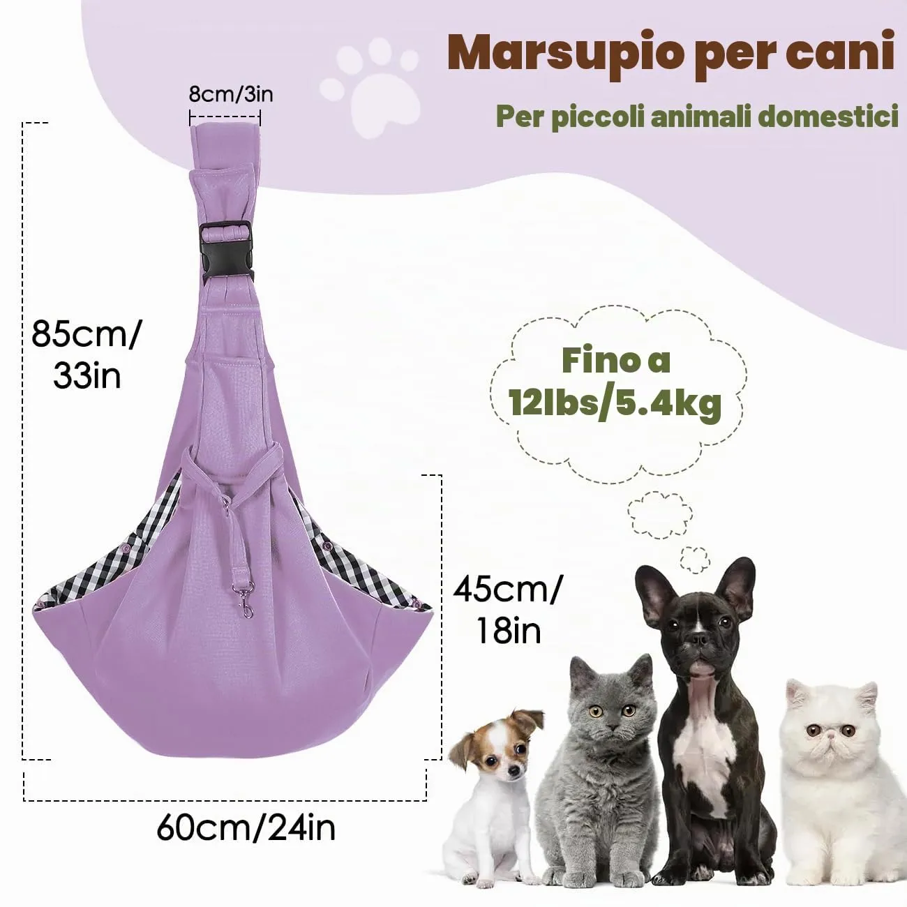 Pawaboo Trasportino per Cane Piccolo, 3-10 Libbre, Viola - immagine 2