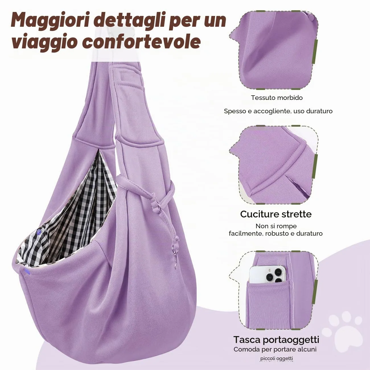 Pawaboo Trasportino per Cane Piccolo, 3-10 Libbre, Viola - immagine 7