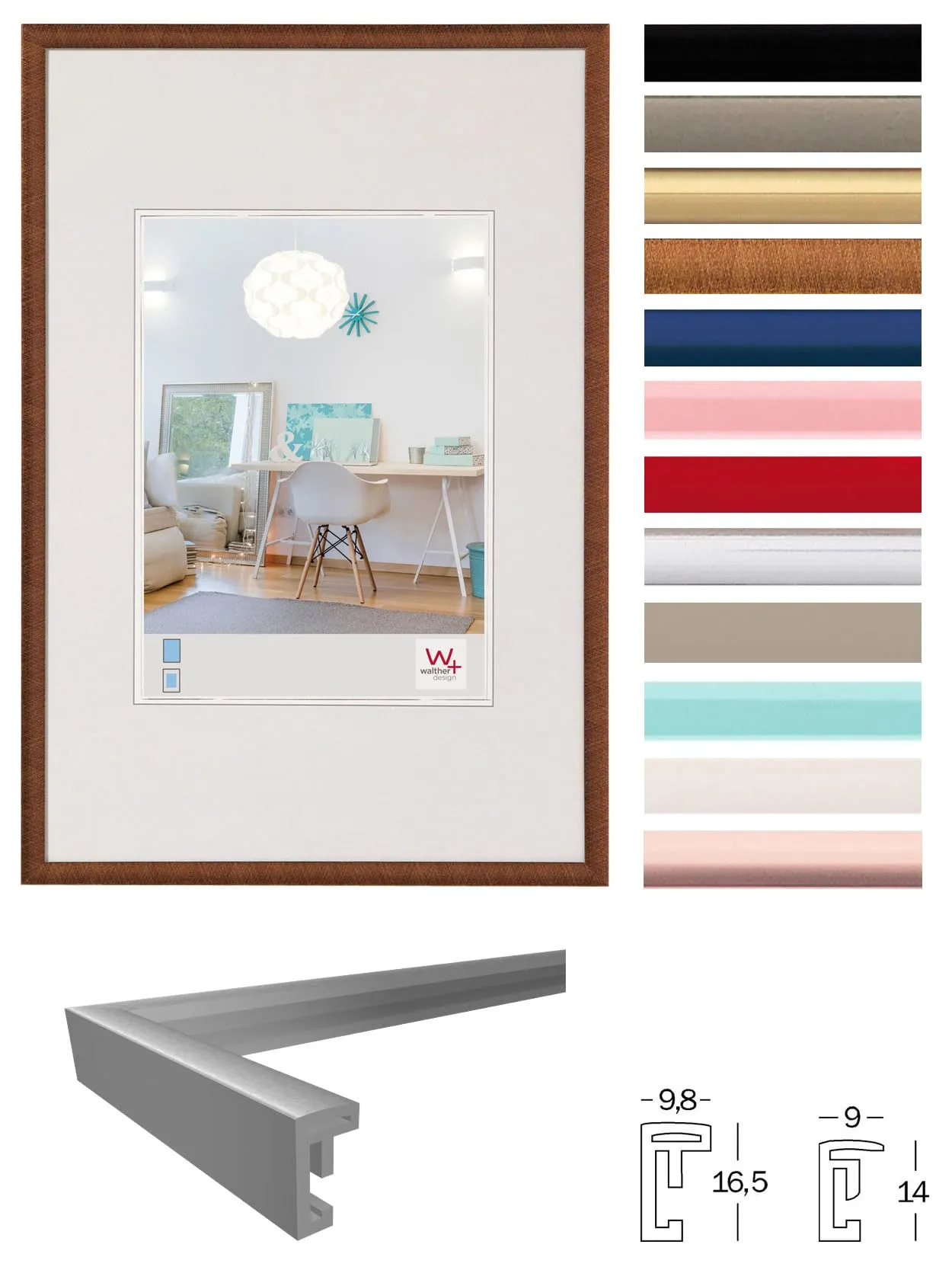 Walther Design New Lifestyle KV030Y Cornice Portafoto in Plastica, 20 x 30 cm, Oro Rosa - immagine 2