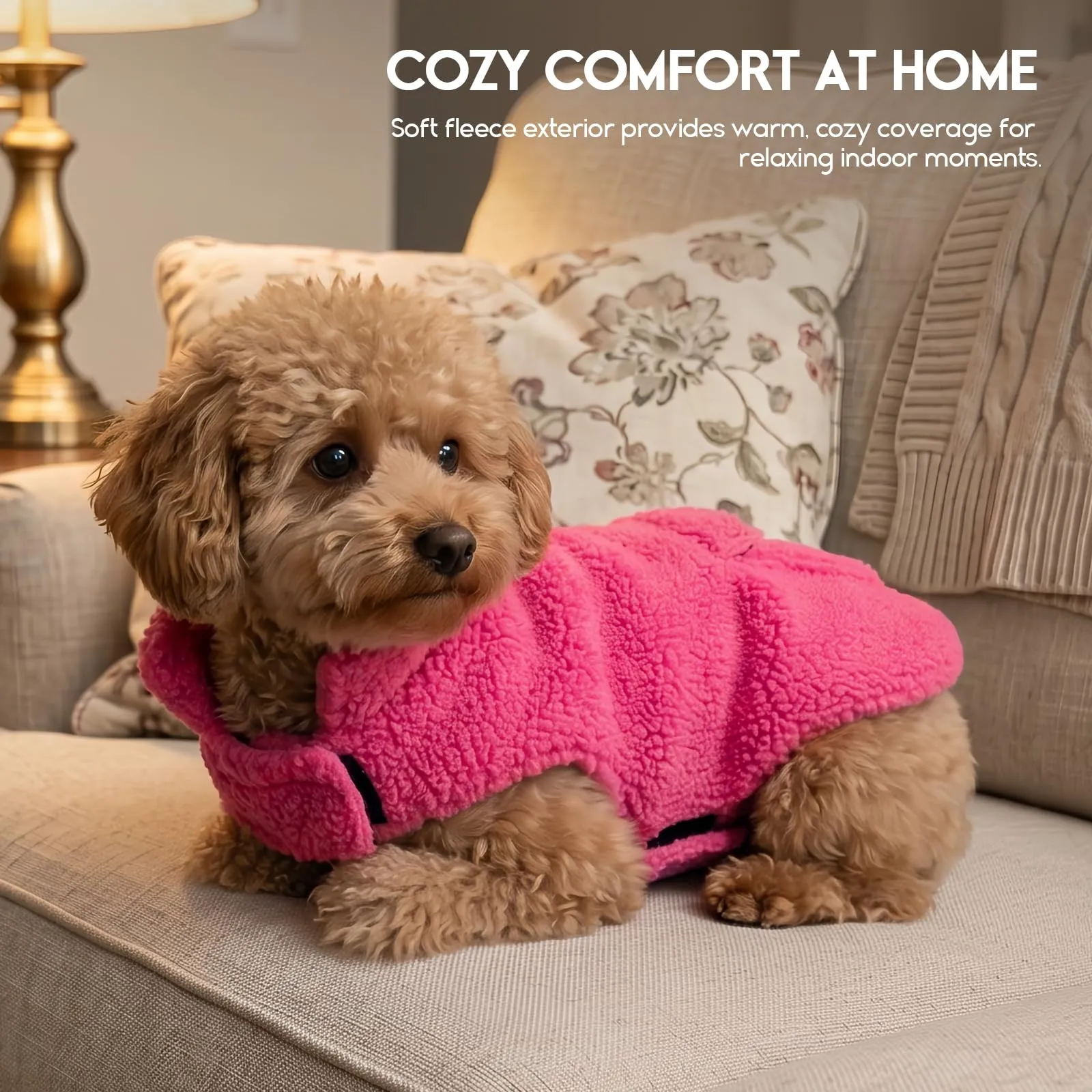ASENKU Cappotto Cane Invernale Impermeabile Reversibile Tartan e Pile, 3XL, Fucsia - immagine 7
