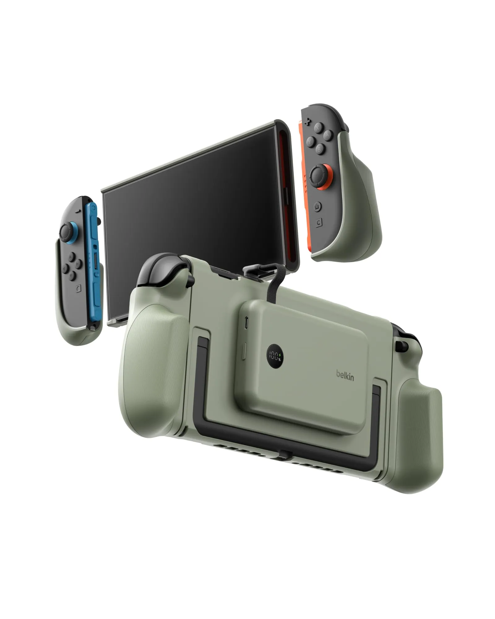 Belkin Gaming Grip and 10K Power Bank for Nintendo Switch 2, Green - immagine 1