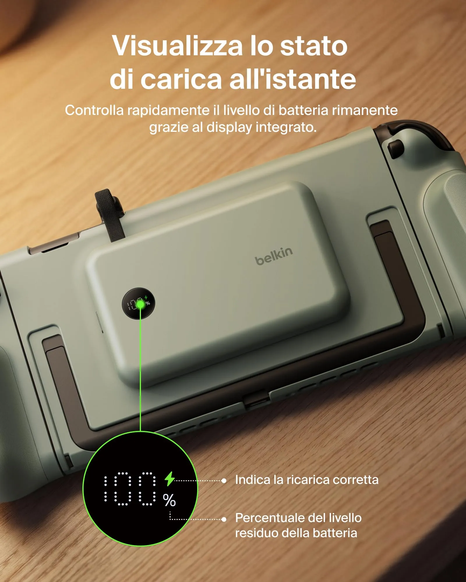 Belkin Gaming Grip and 10K Power Bank for Nintendo Switch 2, Green - immagine 8