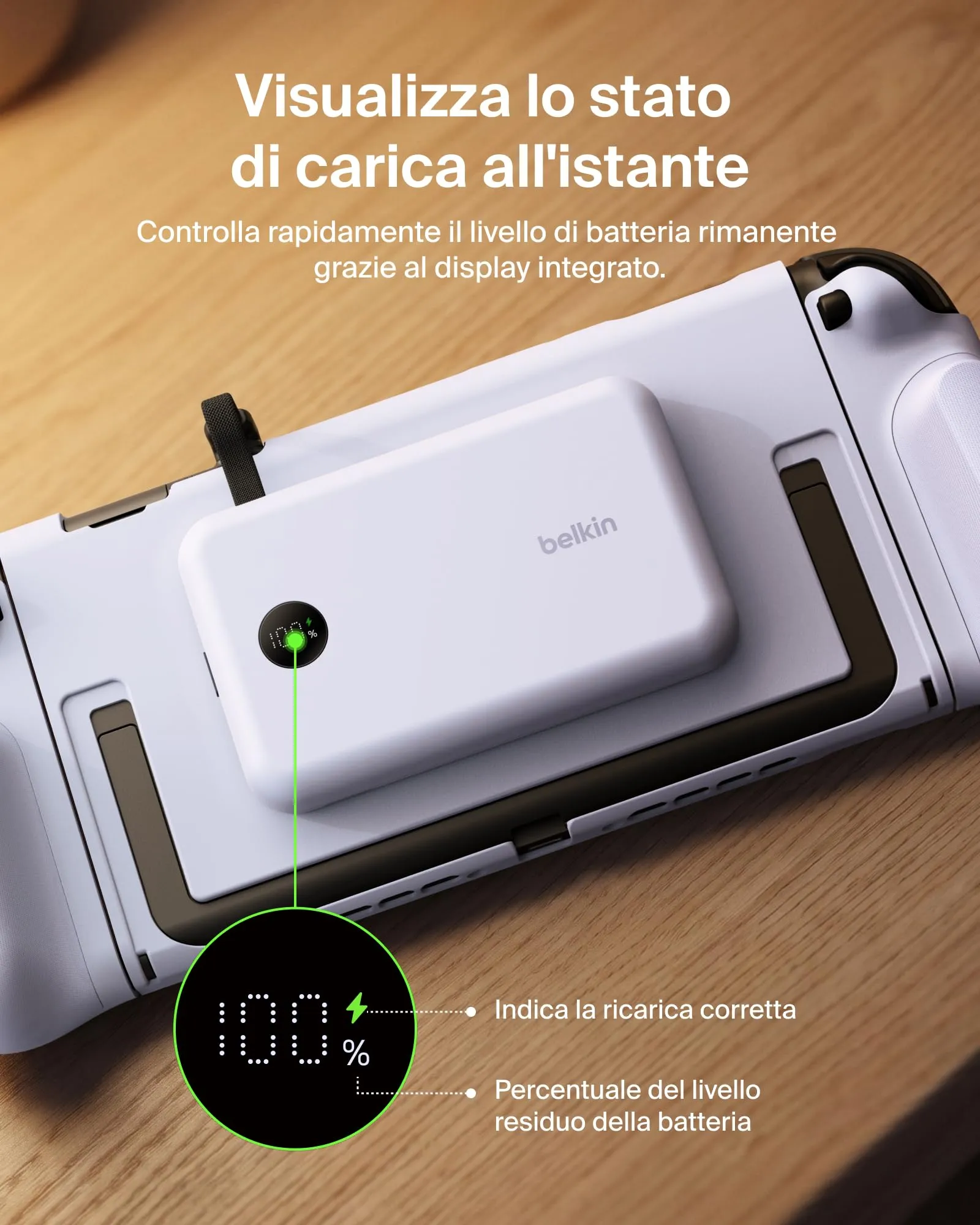 Belkin Gaming Grip e Power Bank 10K per Nintendo Switch 2, Viola - immagine 8