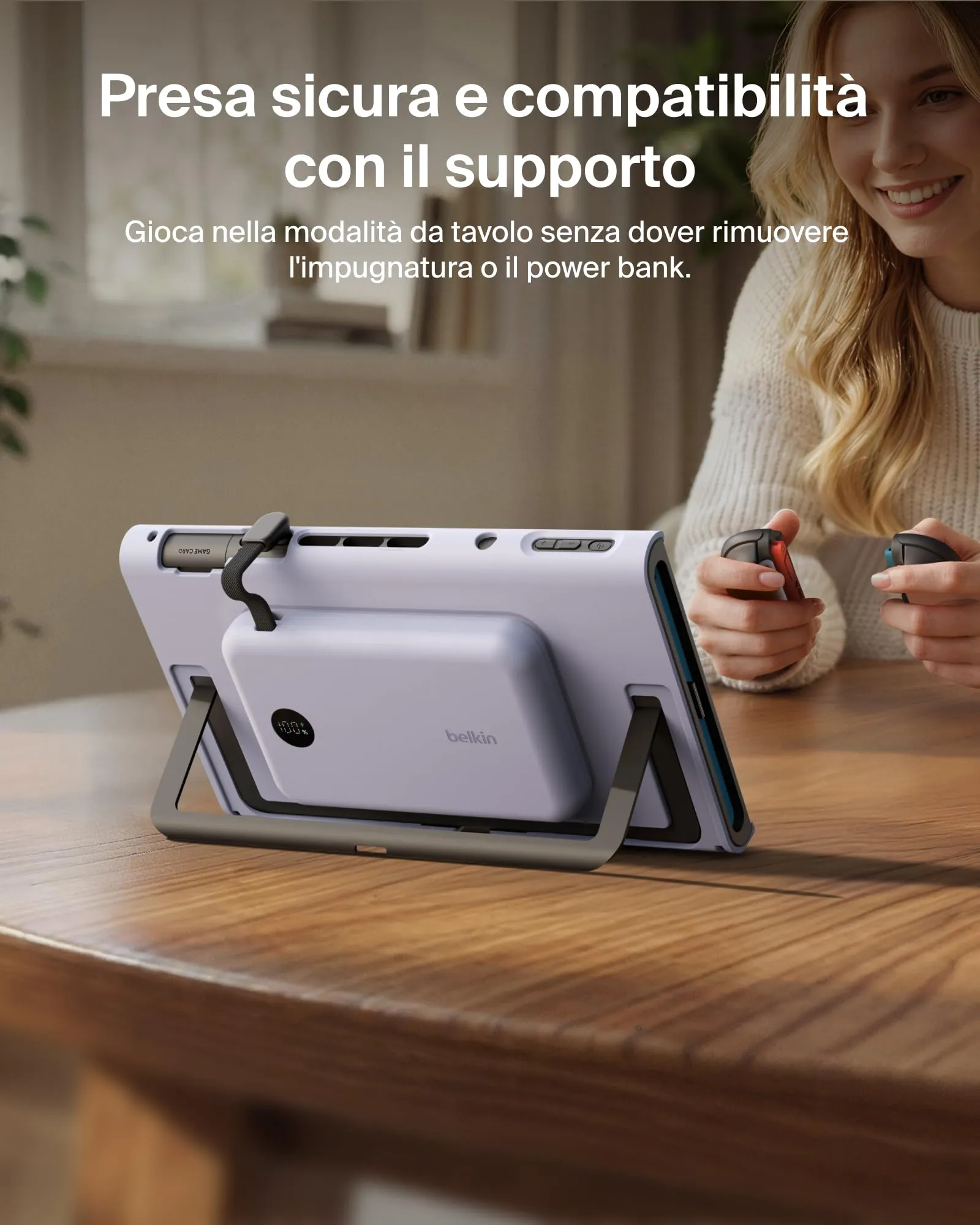 Belkin Gaming Grip e Power Bank 10K per Nintendo Switch 2, Viola - immagine 9